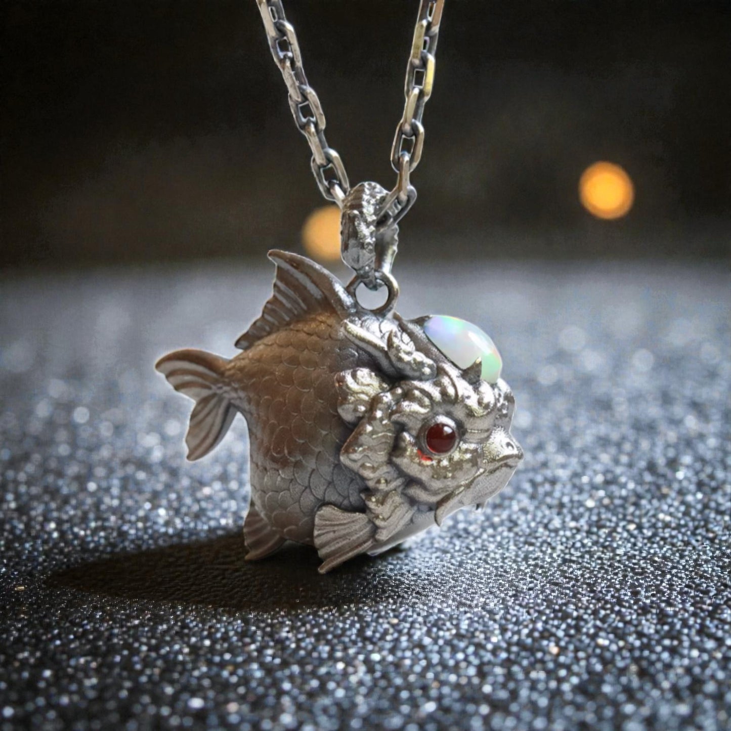 s925 Sterling Silver Opal Koi Fish Lucky Pendant and Necklace