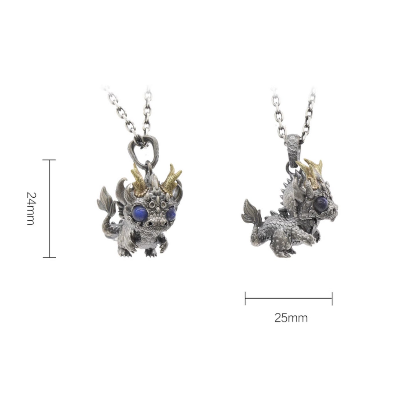s925 Sterling Silver Dragon Baby Pendant and Necklace