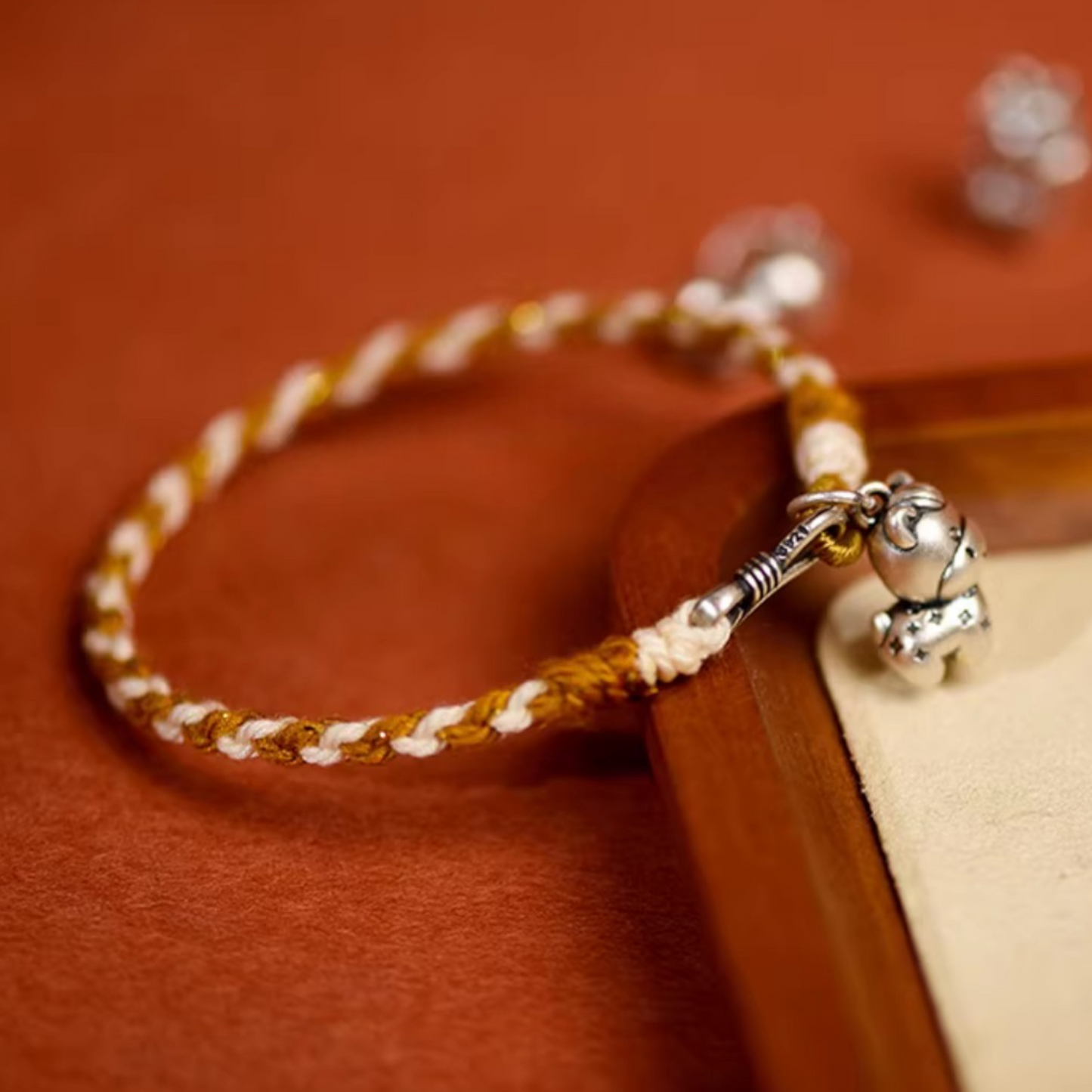 999 Fine Silver Cute Horse Charm Weaving Bracelet