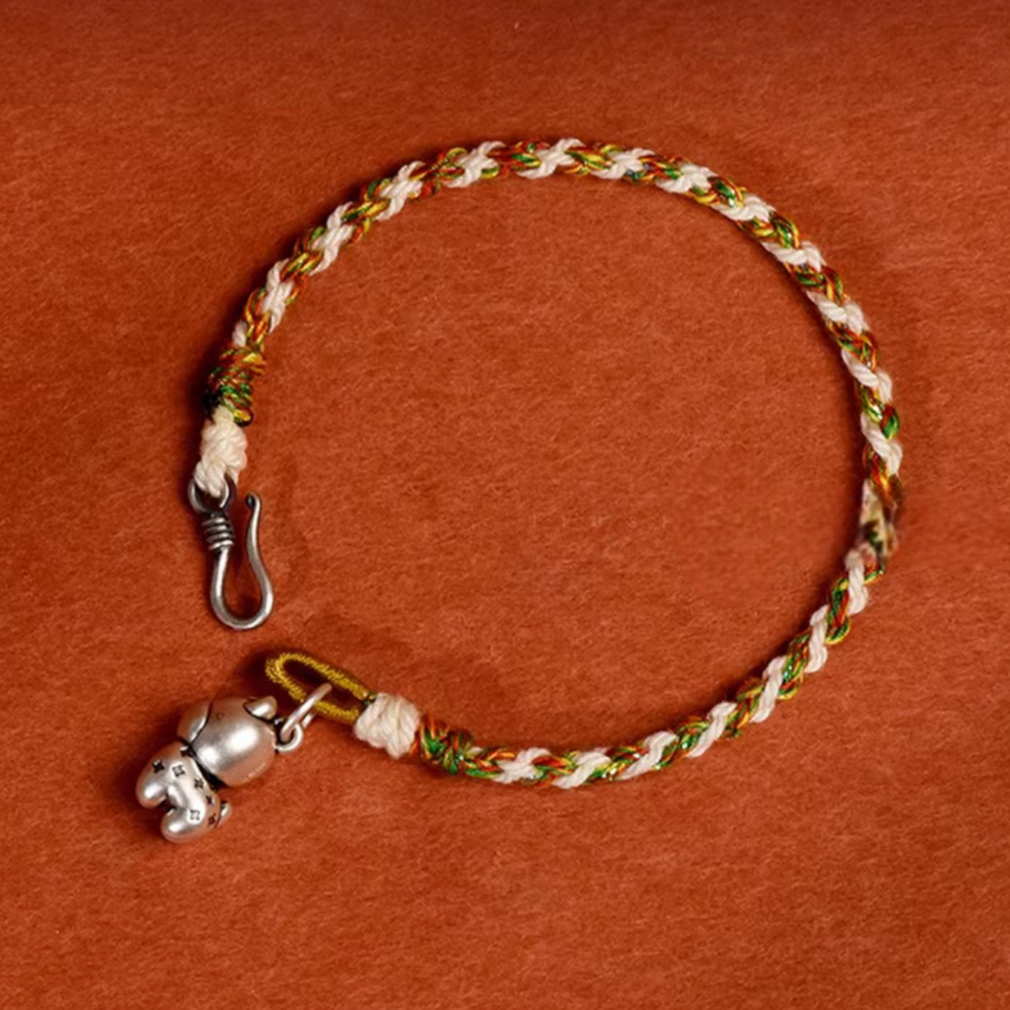 999 Fine Silver Cute Horse Charm Weaving Bracelet