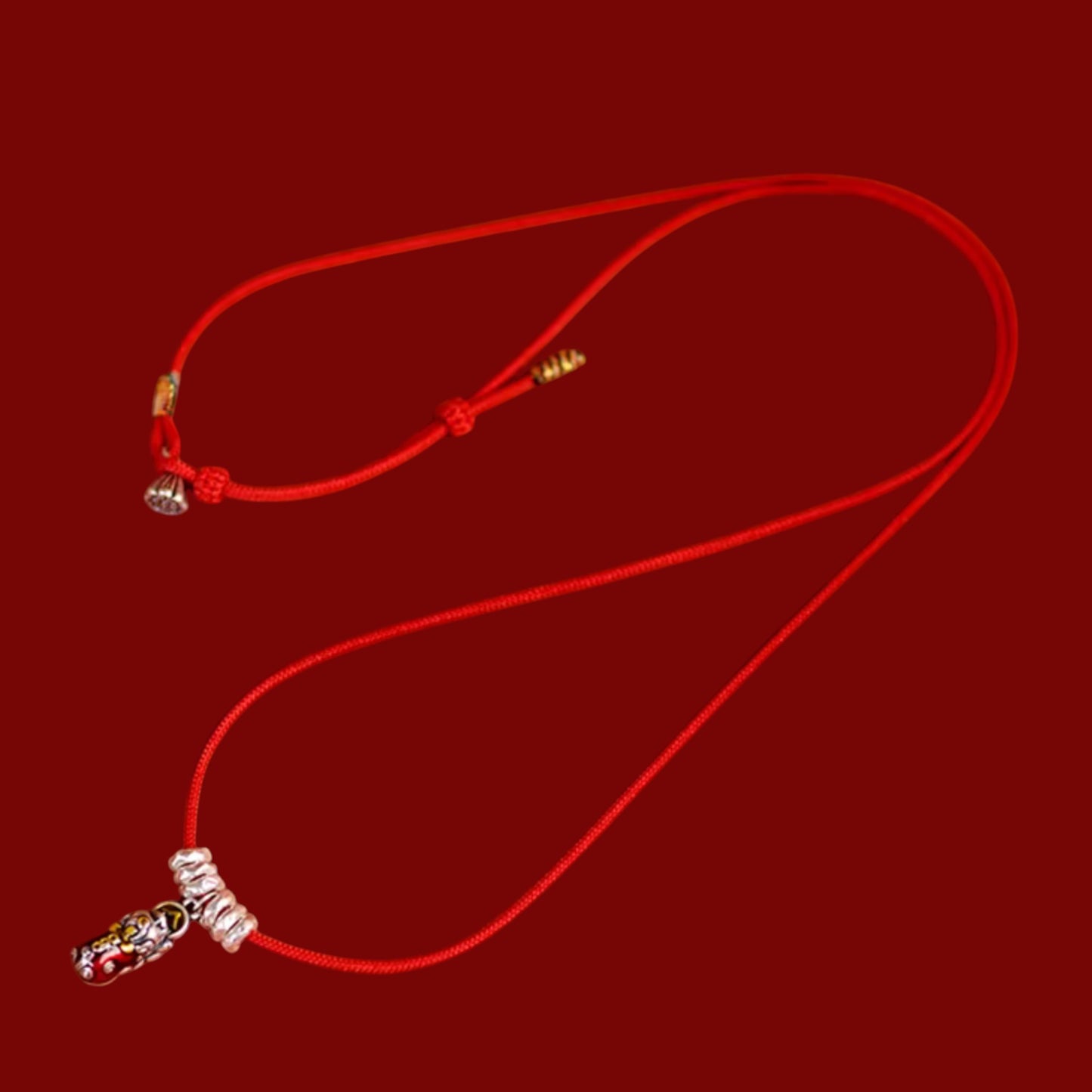 999 Fine Silver Pixiu Bring Wealth Charm Waist Chain Bell Rope Belt