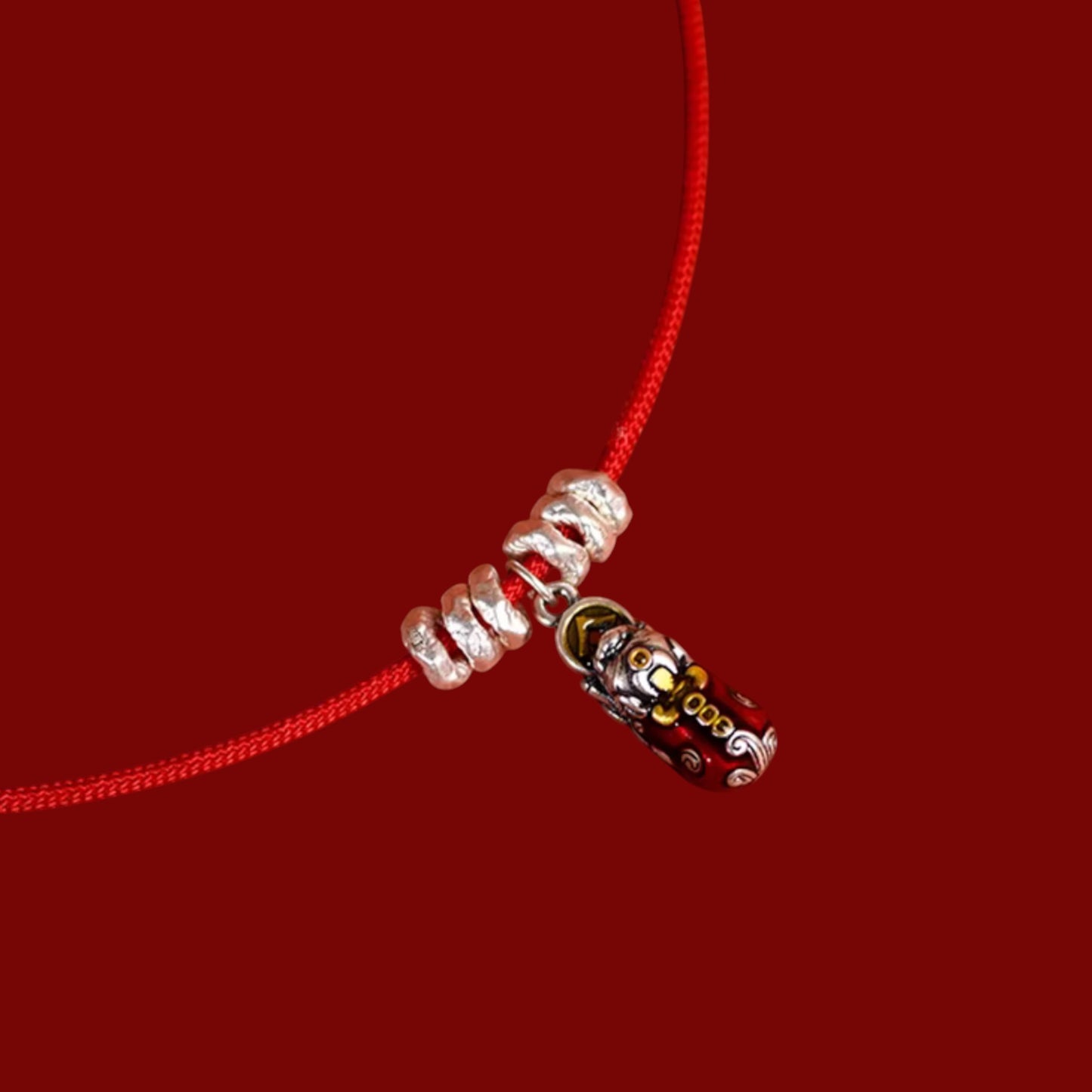 999 Fine Silver Pixiu Bring Wealth Charm Waist Chain Bell Rope Belt