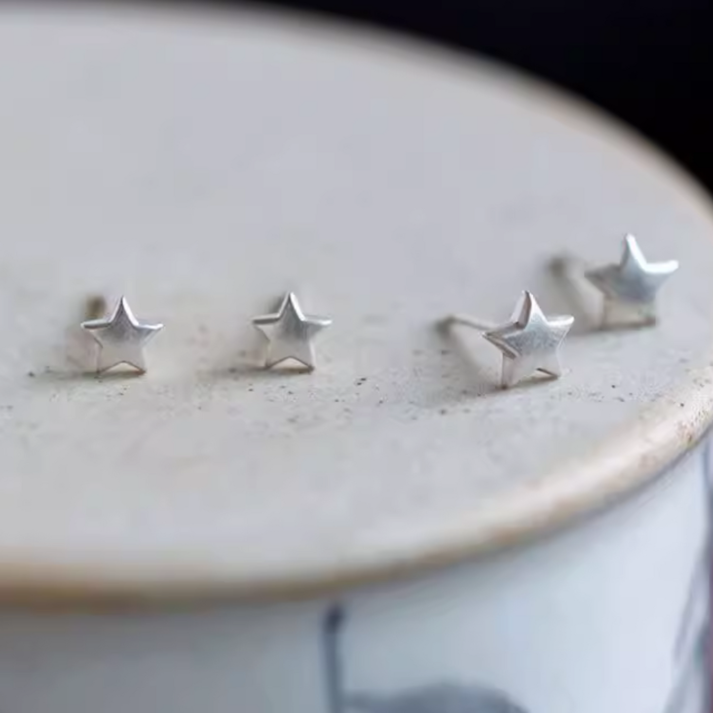 999 Fine Silver Minimal Style Star Unisex Stud Earring