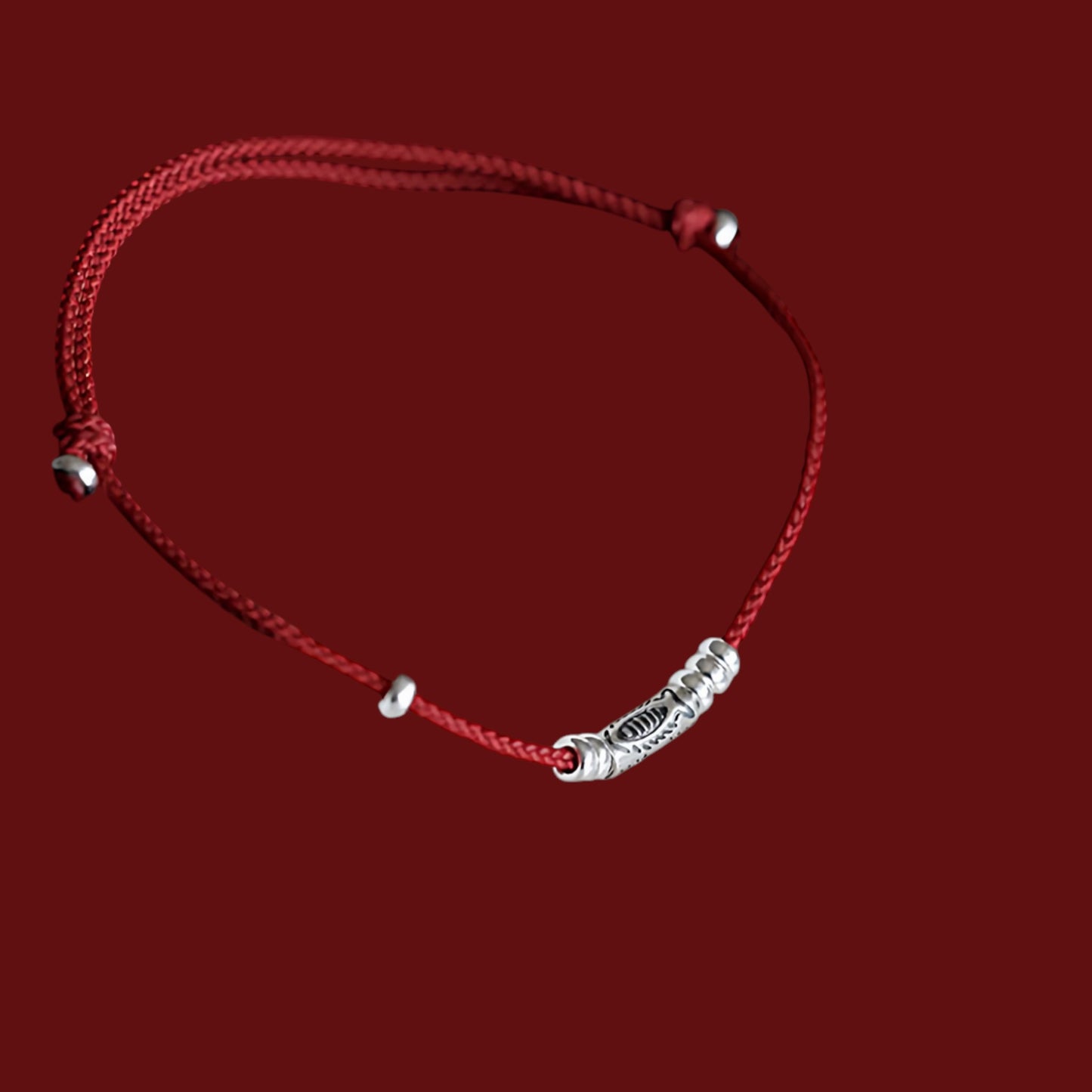s925 Sterling Silver Koi Fish Charms Thin Braided Cord Bracelet and Anklet