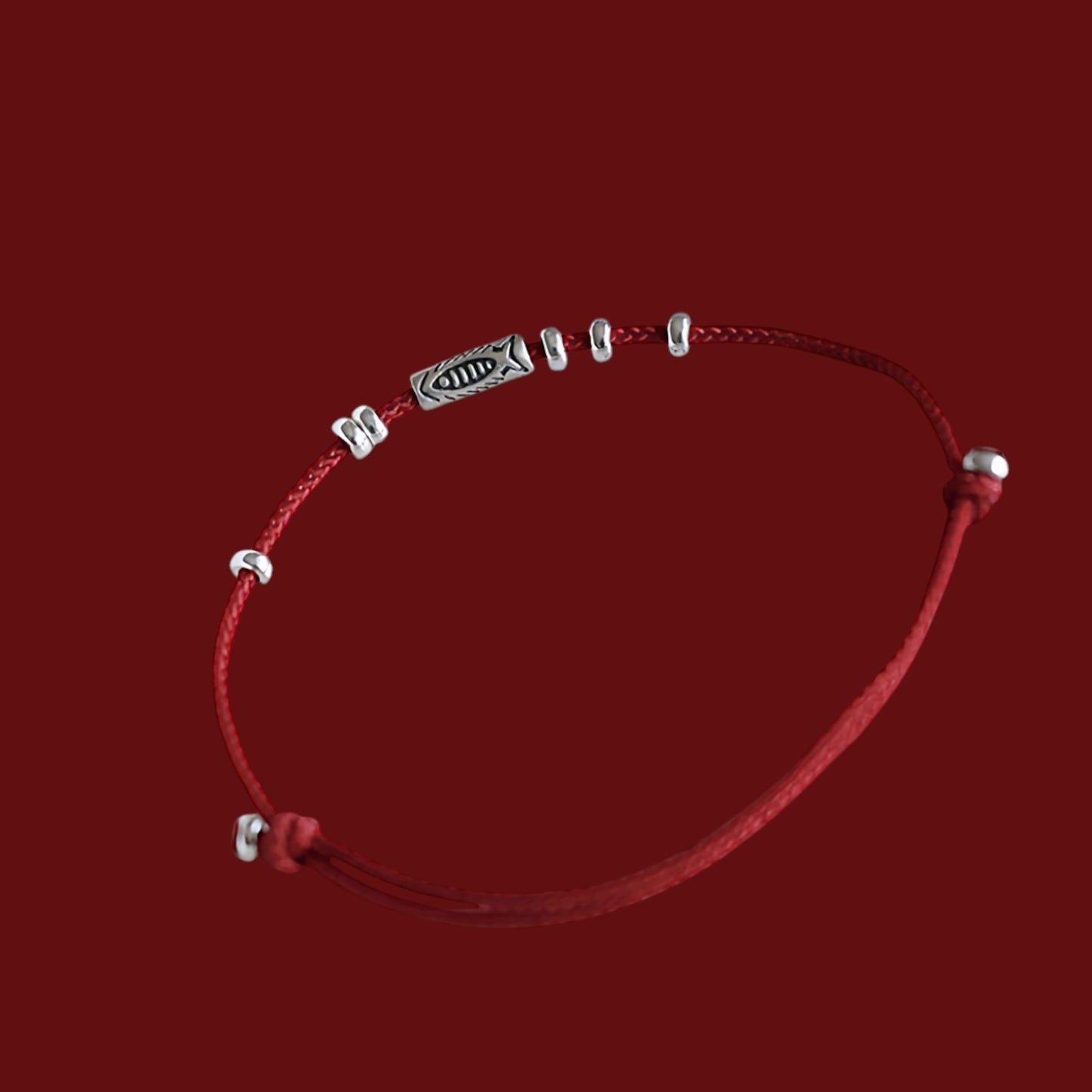 s925 Sterling Silver Koi Fish Charms Thin Braided Cord Bracelet and Anklet