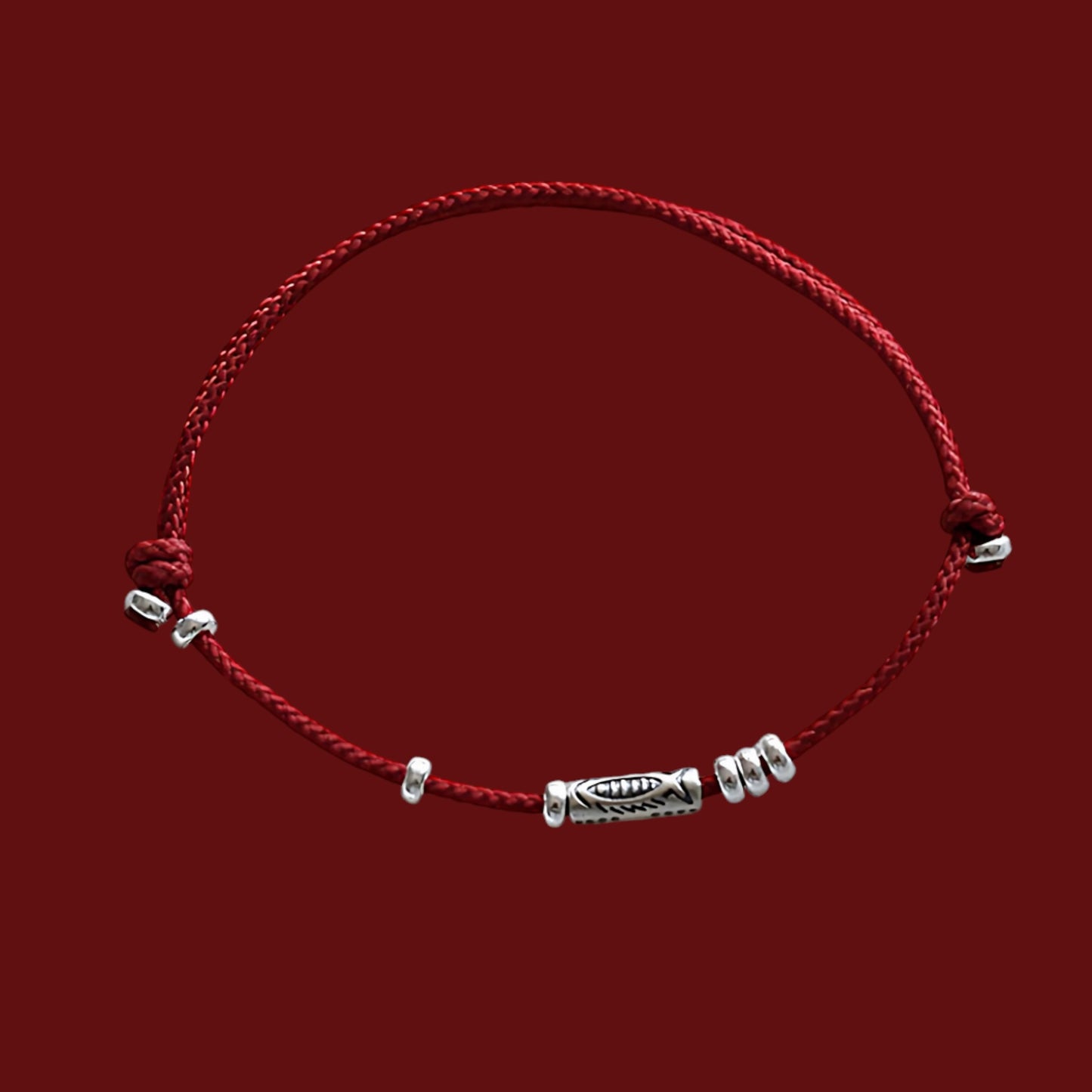 s925 Sterling Silver Koi Fish Charms Thin Braided Cord Bracelet and Anklet