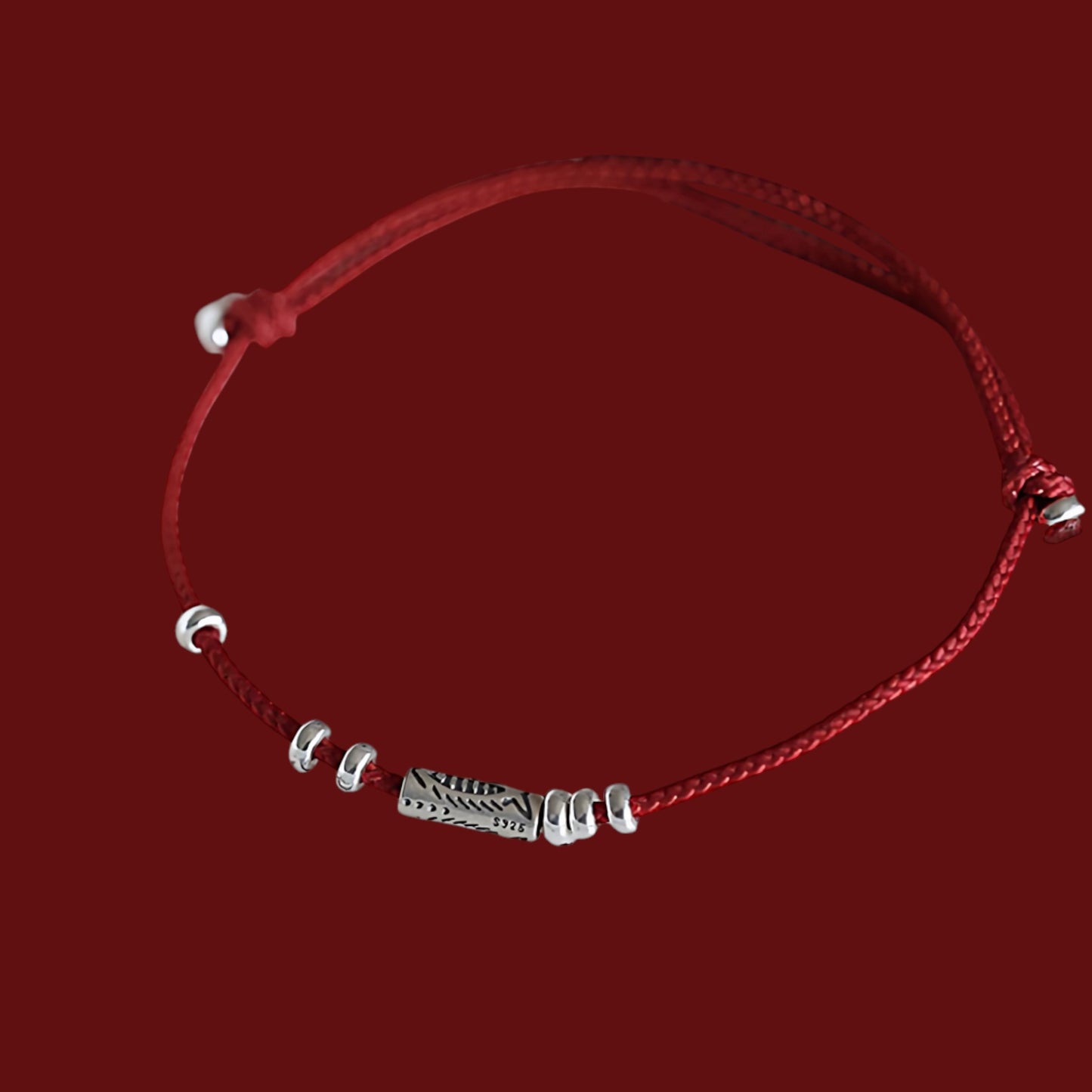 s925 Sterling Silver Koi Fish Charms Thin Braided Cord Bracelet and Anklet