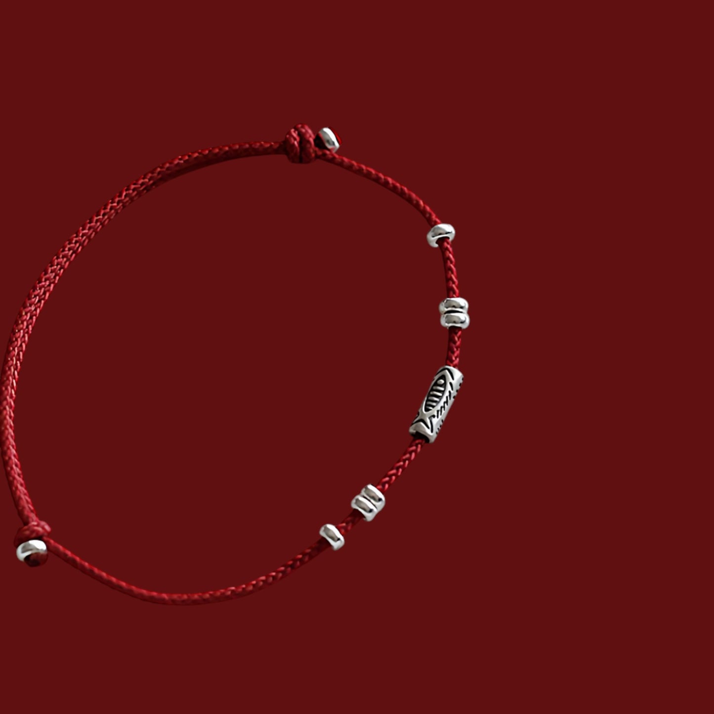 s925 Sterling Silver Koi Fish Charms Thin Braided Cord Bracelet and Anklet