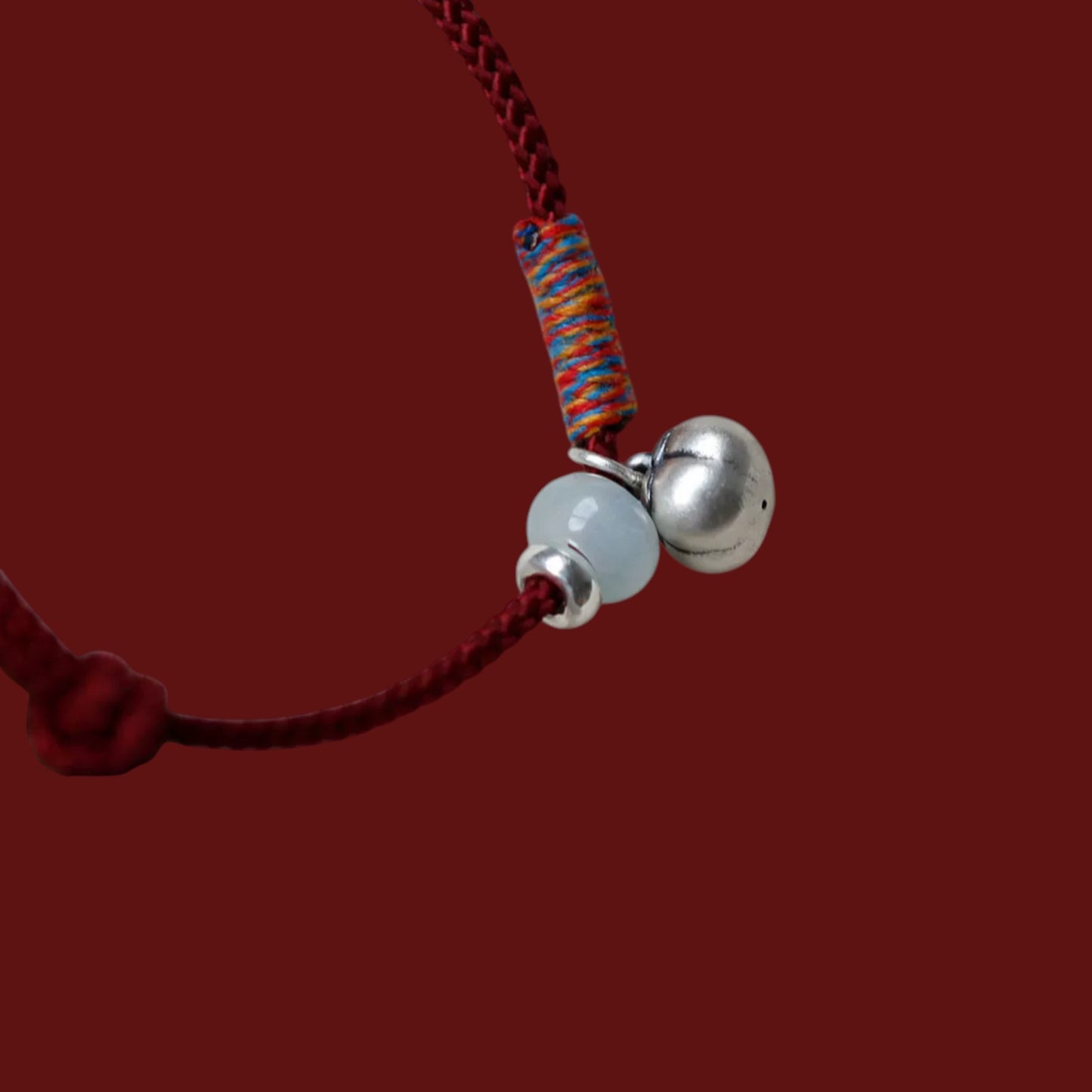 999 Fine Silver Braided String Cord Good Luck Persimmon Charm Bracelet