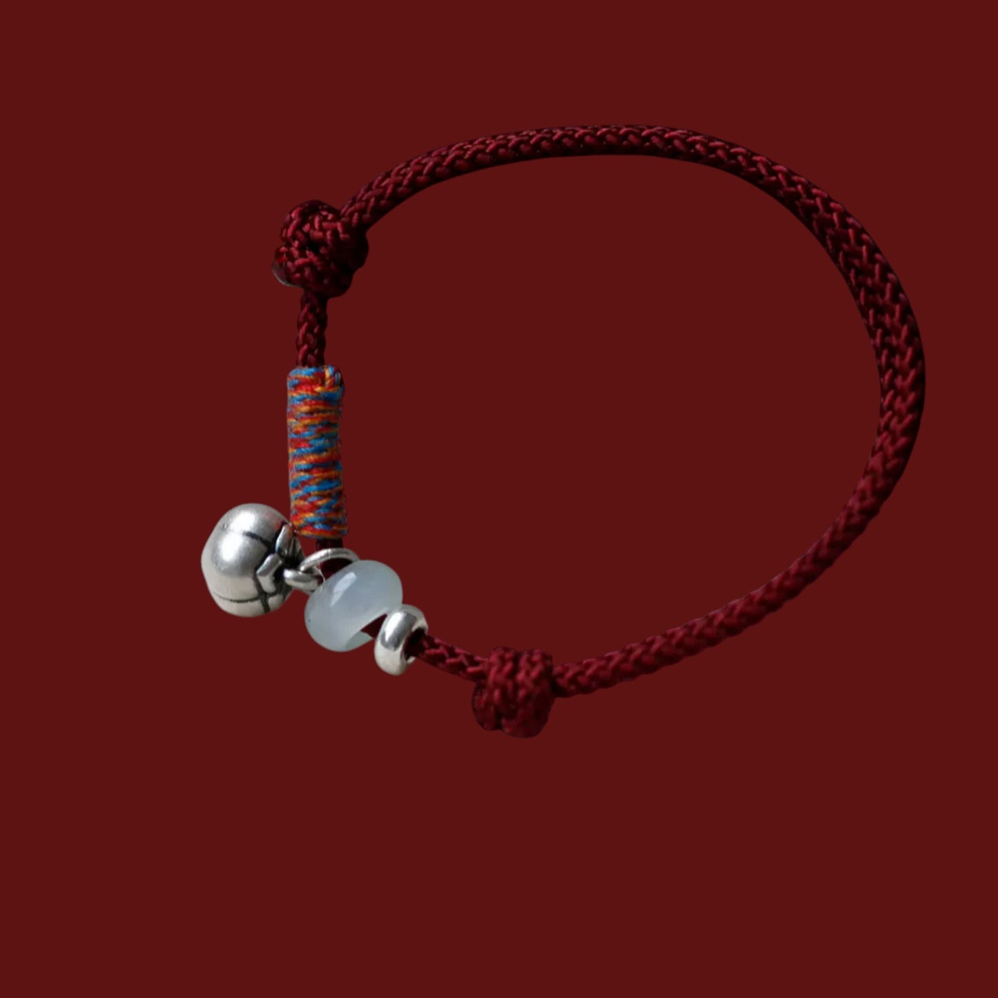 999 Fine Silver Braided String Cord Good Luck Persimmon Charm Bracelet
