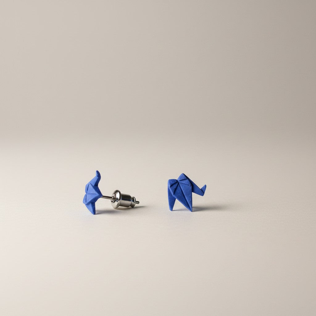 Thousand Paper Crane Handmade Ceramic Stud Earrings with S925 Silver Needles – Artistic, Minimalist