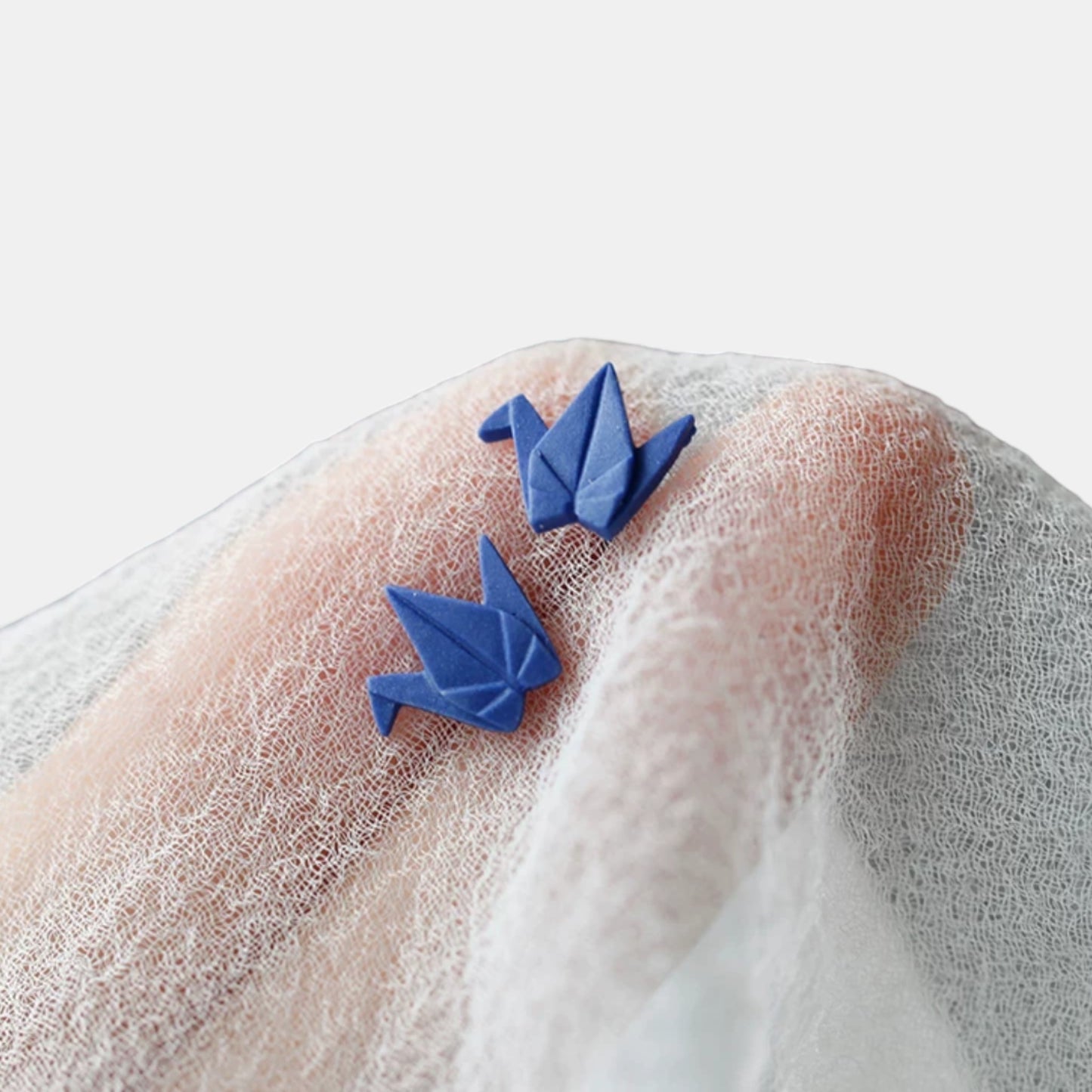 Thousand Paper Crane Handmade Ceramic Stud Earrings with S925 Silver Needles – Artistic, Minimalist