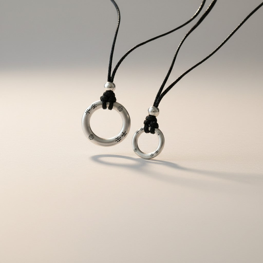 999 Fine Solid Silver Peace Buckle Cord Adjustable Necklace