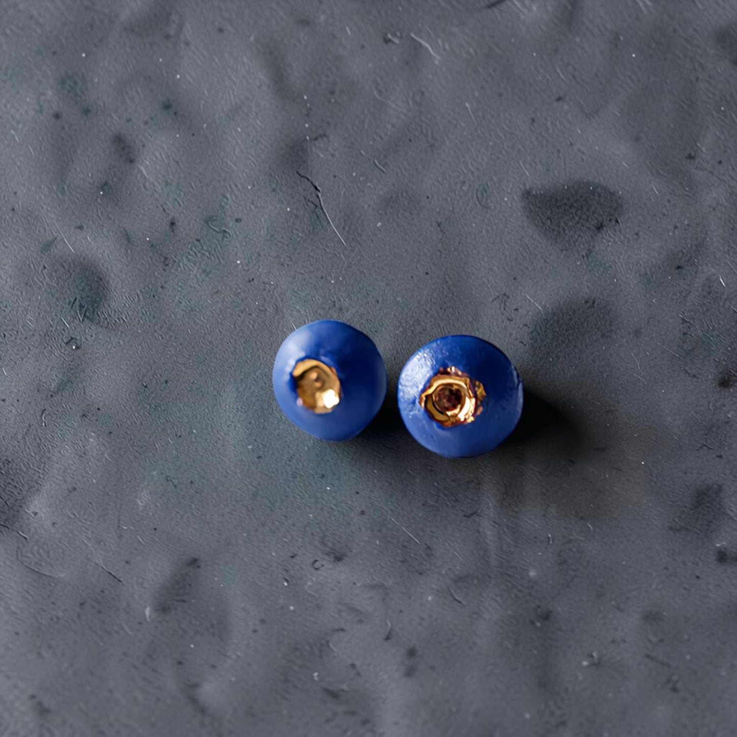Unique Blueberry Handmade Ceramic Stud Earrings with S925 Silver Needles – Artistic
