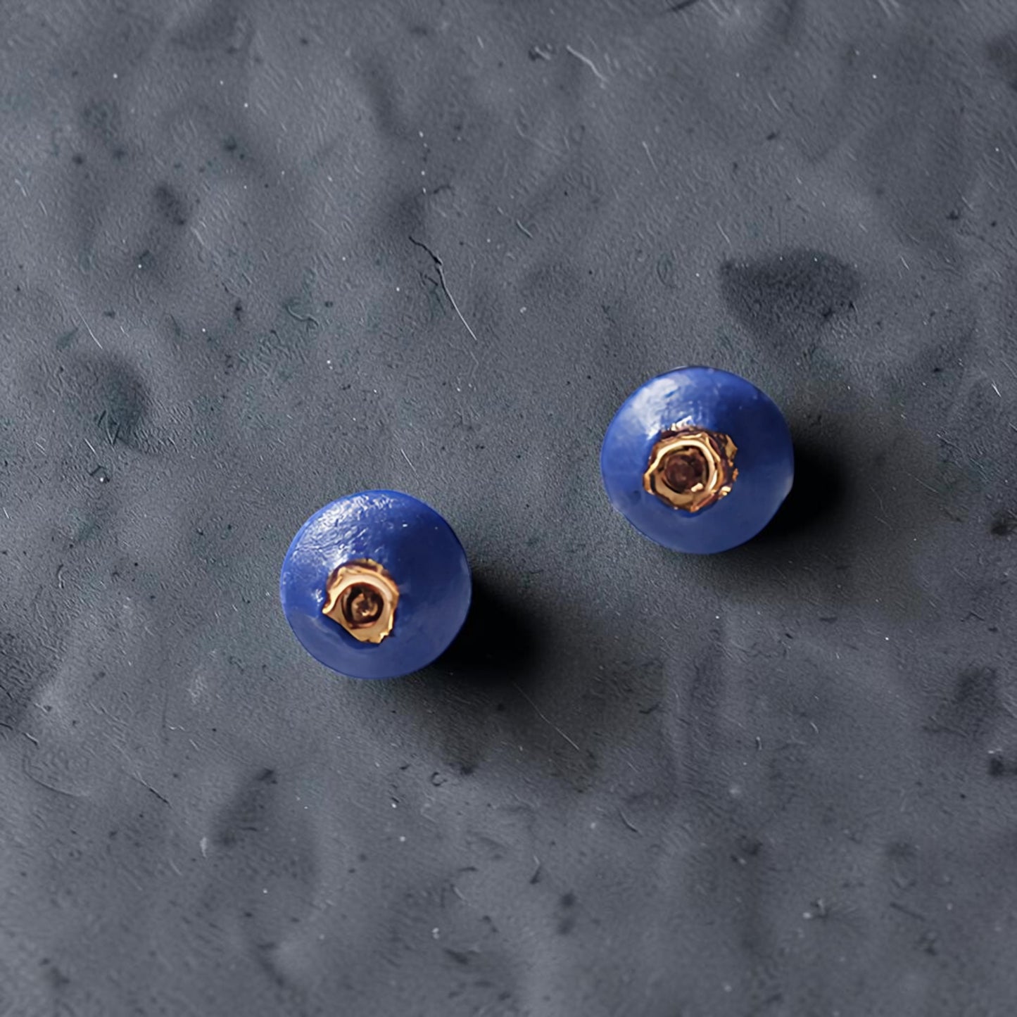 Unique Blueberry Handmade Ceramic Stud Earrings with S925 Silver Needles – Artistic