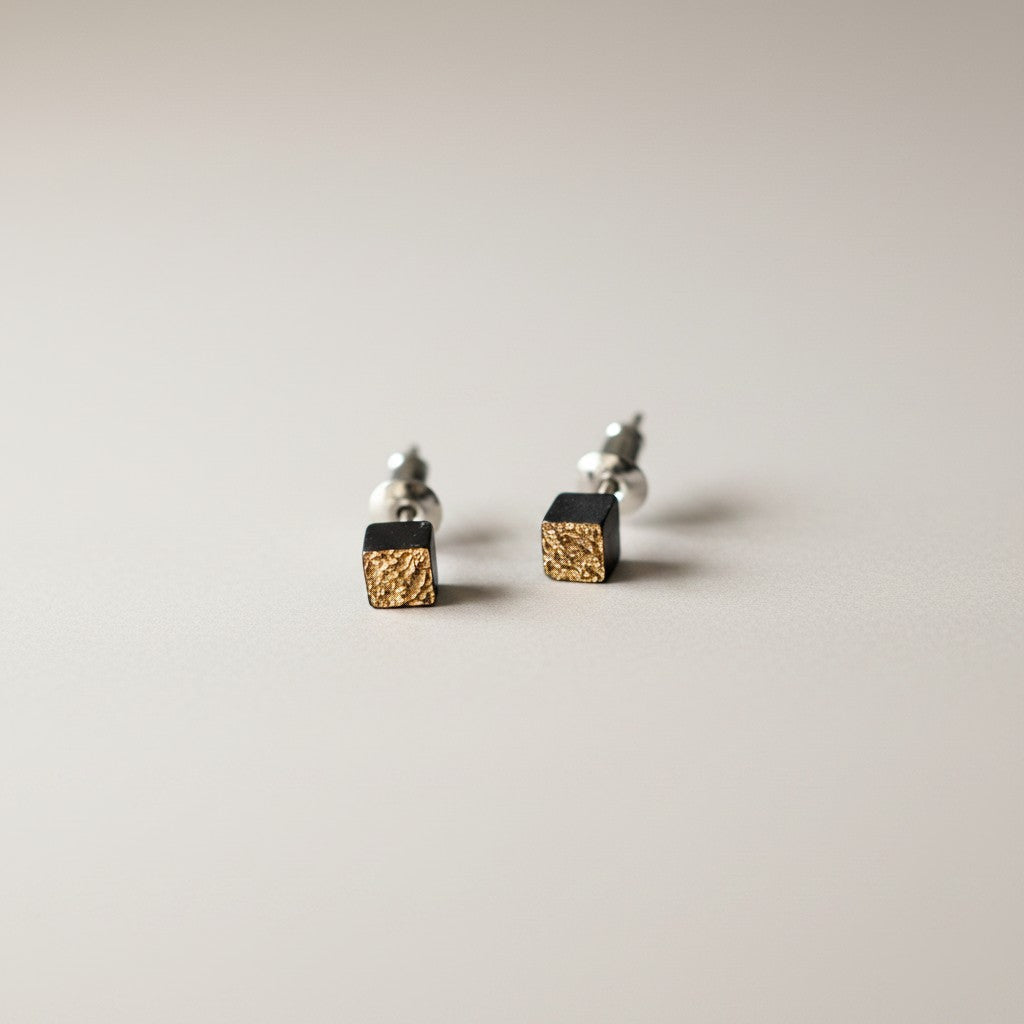 Unique Ceramic Triangle Square Stud Earrings with S925 Silver Needles – Artistic Design