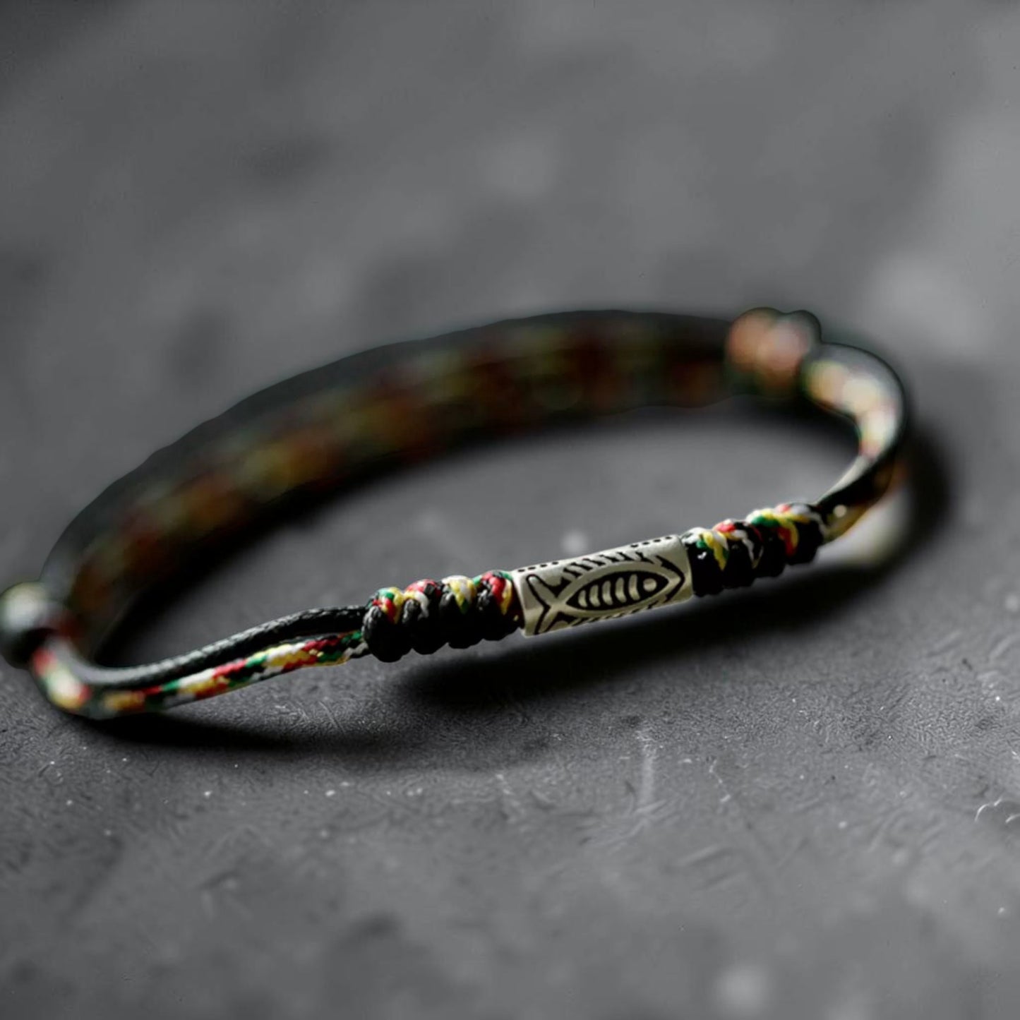 s925 Sterling Silver Koi Fish Charms Thin Braided Cord Bracelet