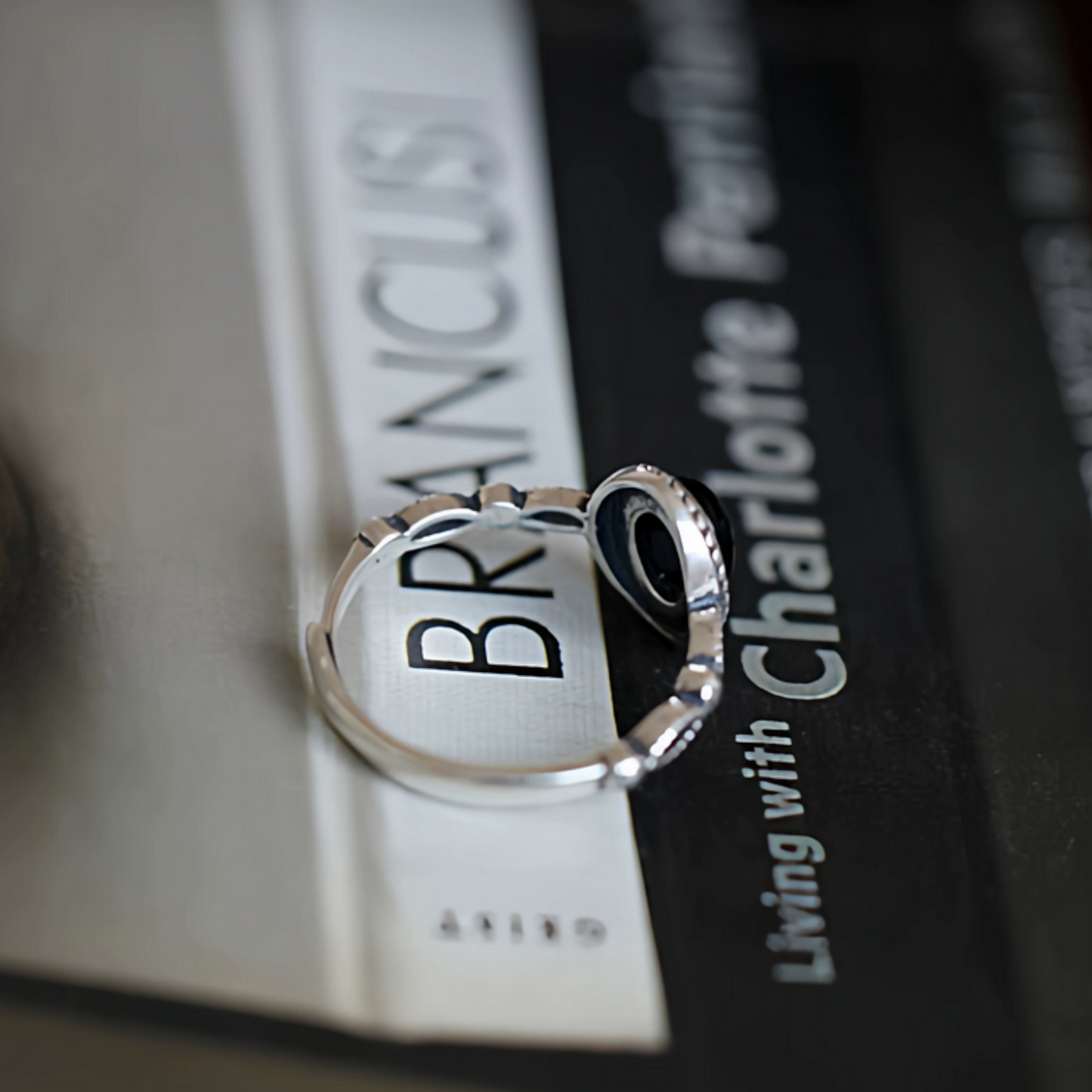 s925 Sterling Silver Black Agate Vintage Oval Minimal Gemstone Ring