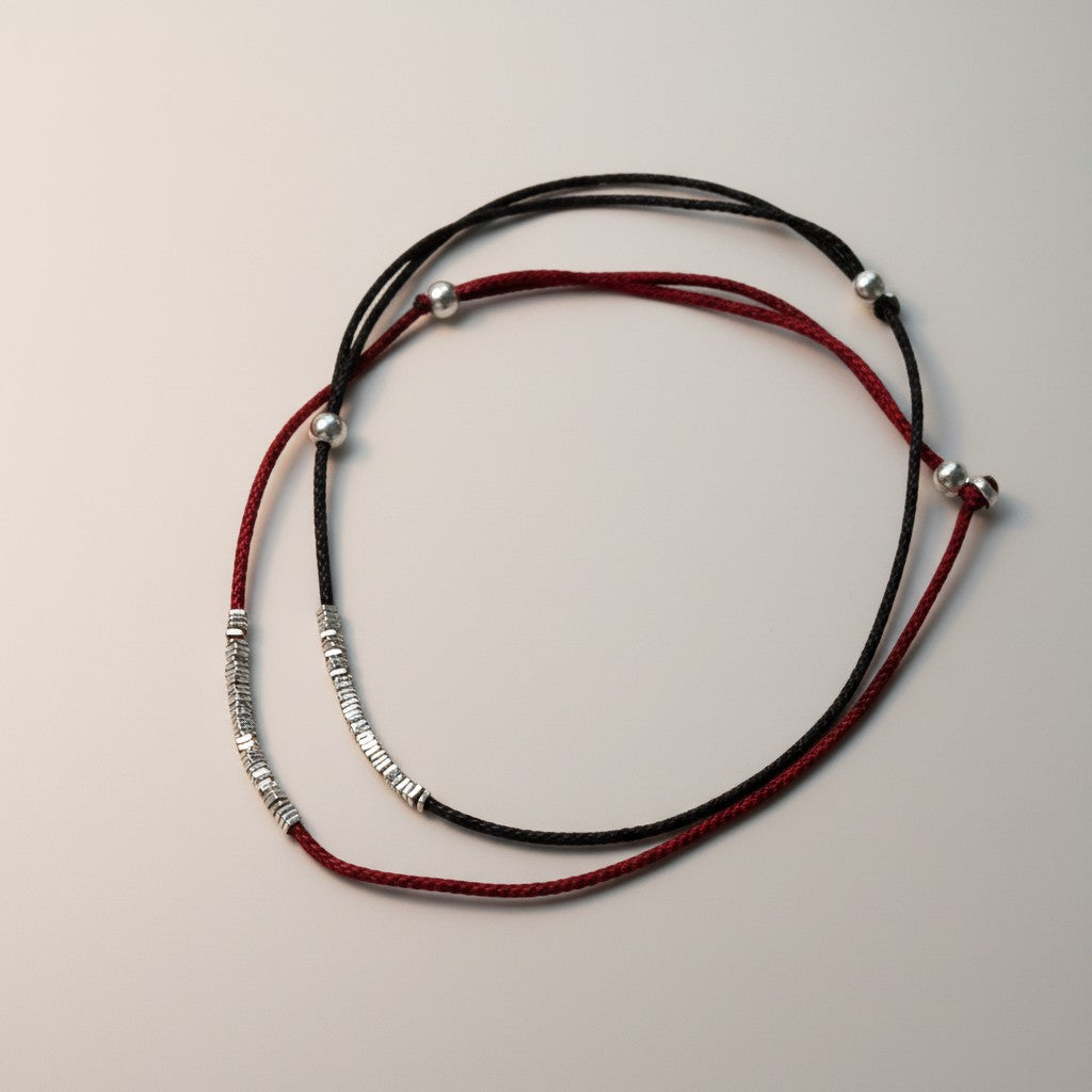 s925 Sterling Silver Minimal Style Beads Bracelet Anklet