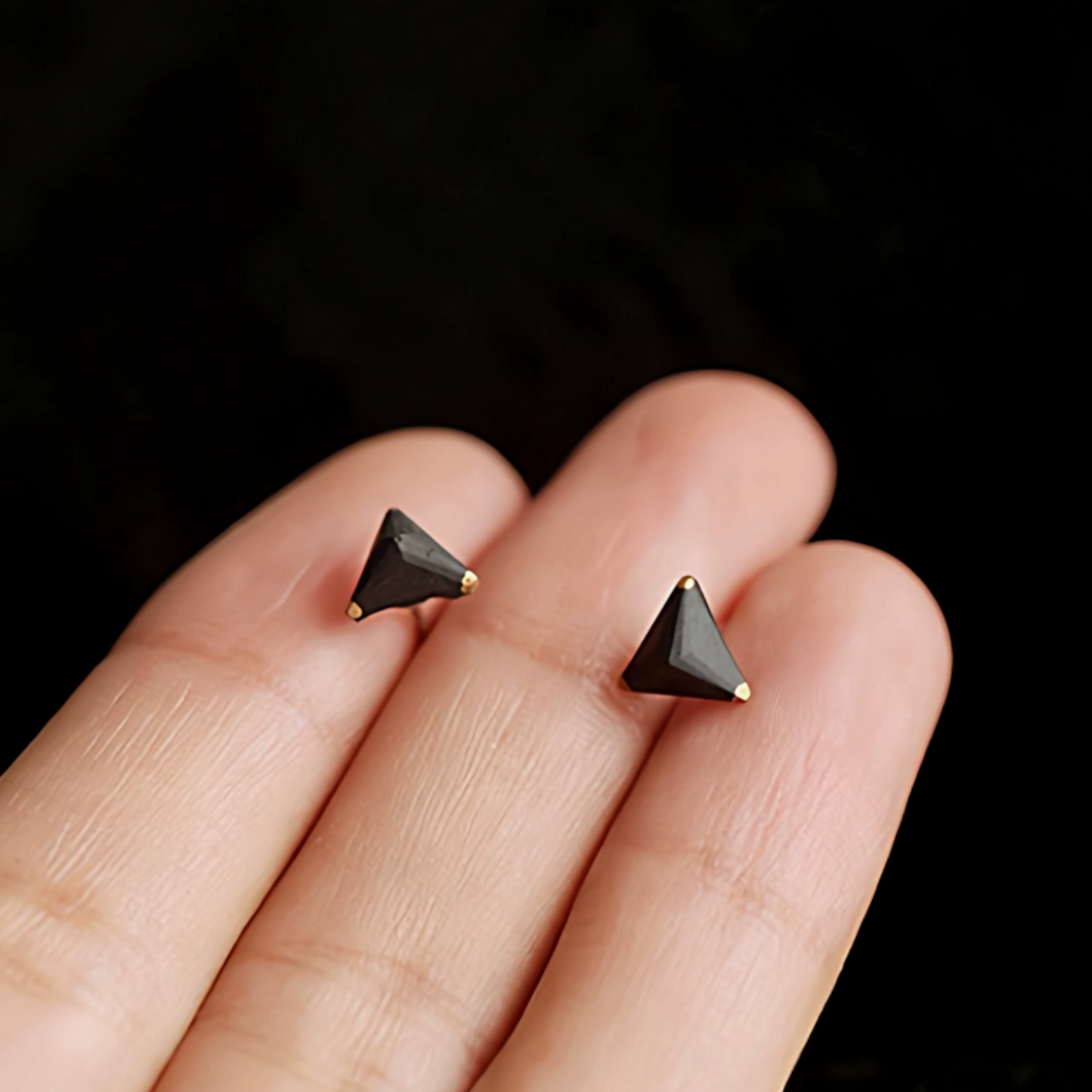 s925 Sterling Silver Mini Cute Cat Star Triangle Shape Unisex Stud Earrings
