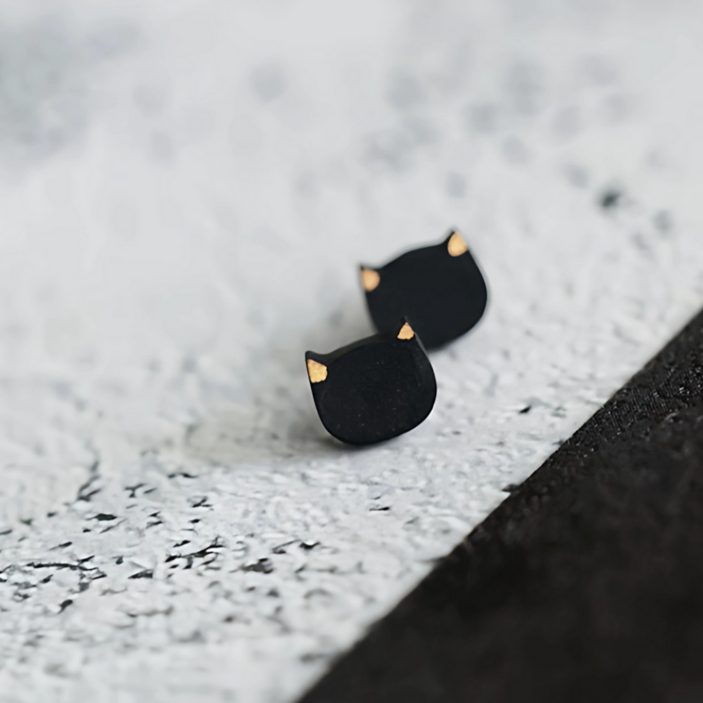 s925 Sterling Silver Mini Cute Cat Star Triangle Shape Unisex Stud Earrings