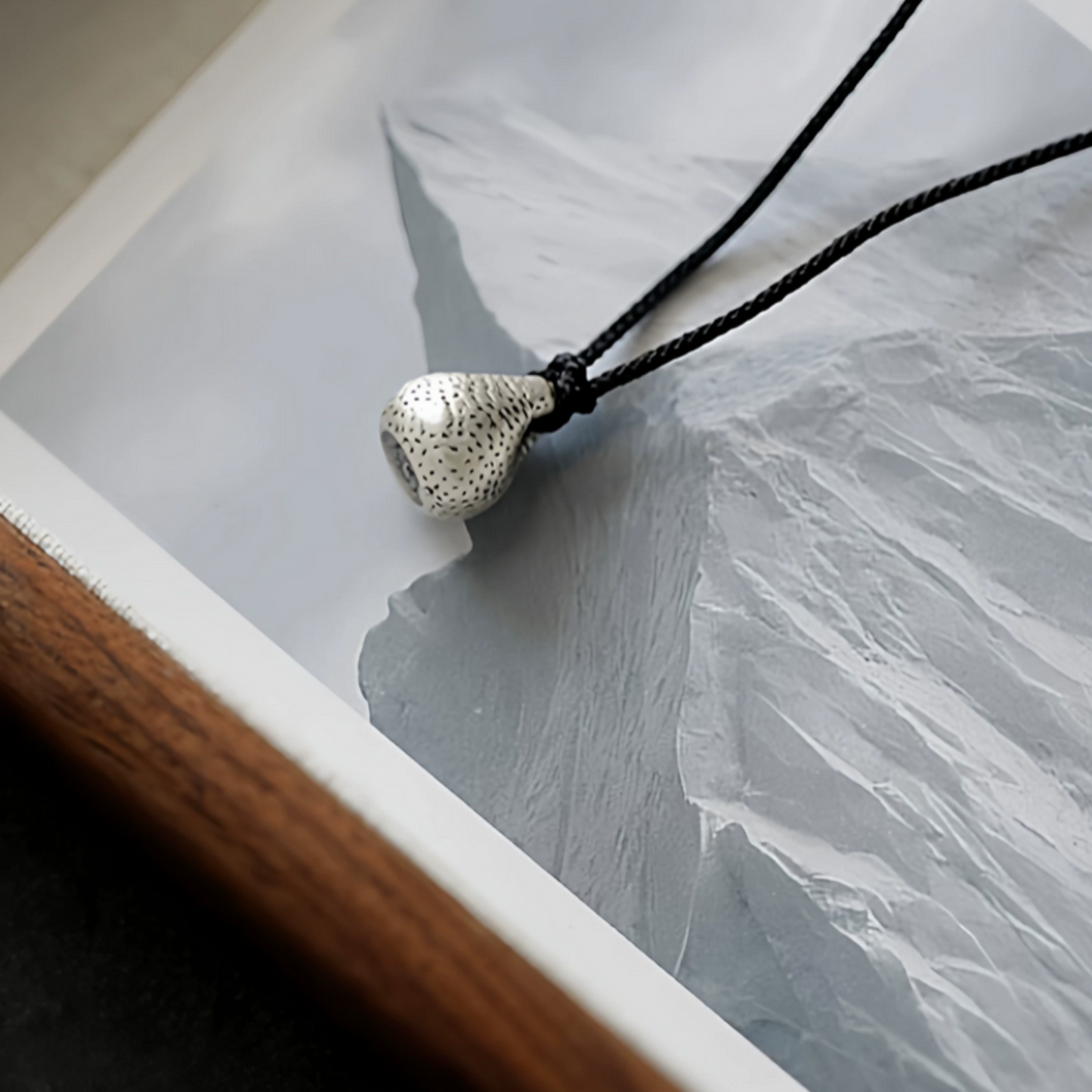 999 Fine Silver Lucky Nugget Blessing Charm Cord Necklace