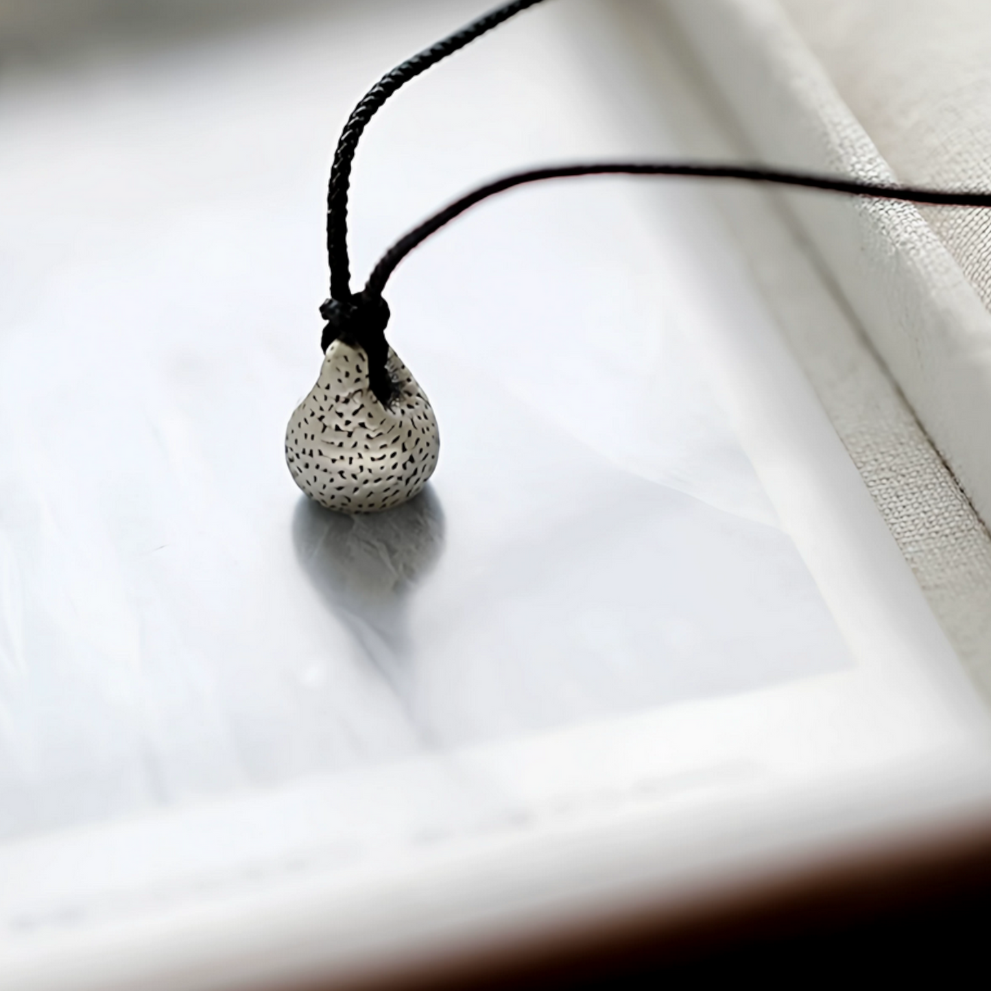 999 Fine Silver Lucky Nugget Blessing Charm Cord Necklace