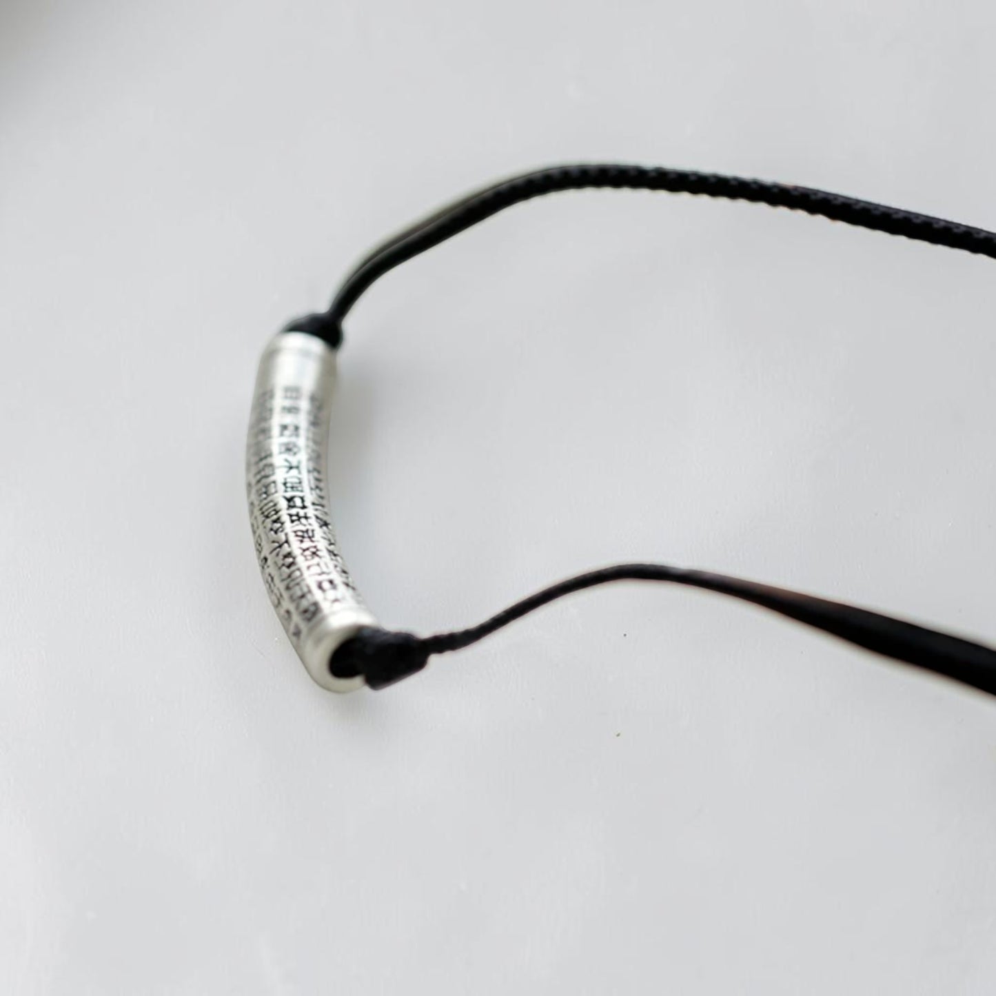 999 Fine Silver Heart Sutra Protection and Peace Charm Cord Adjustable Necklace