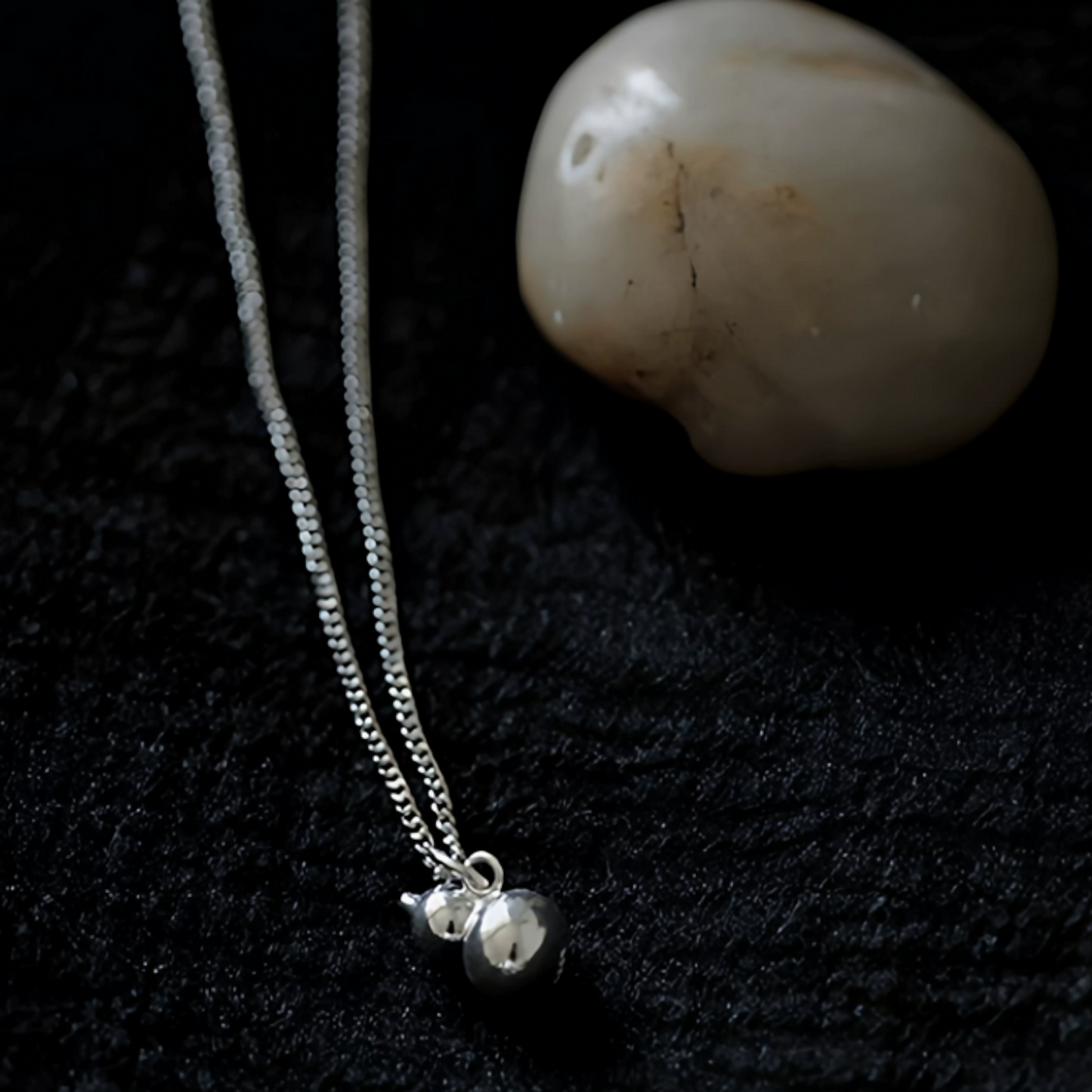 999 Fine Silver Mini Minimal Style Gourd Charm Pendant Chain Necklace