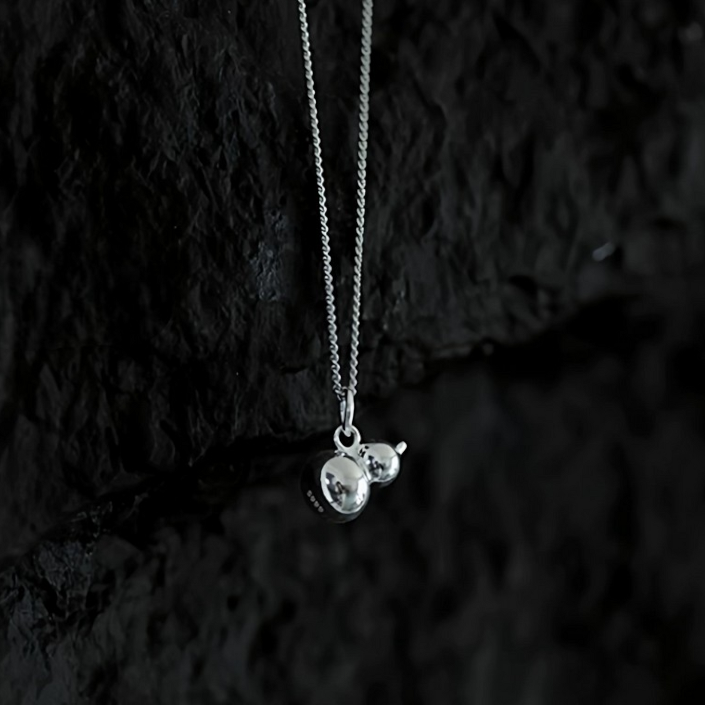 999 Fine Silver Mini Minimal Style Gourd Charm Pendant Chain Necklace