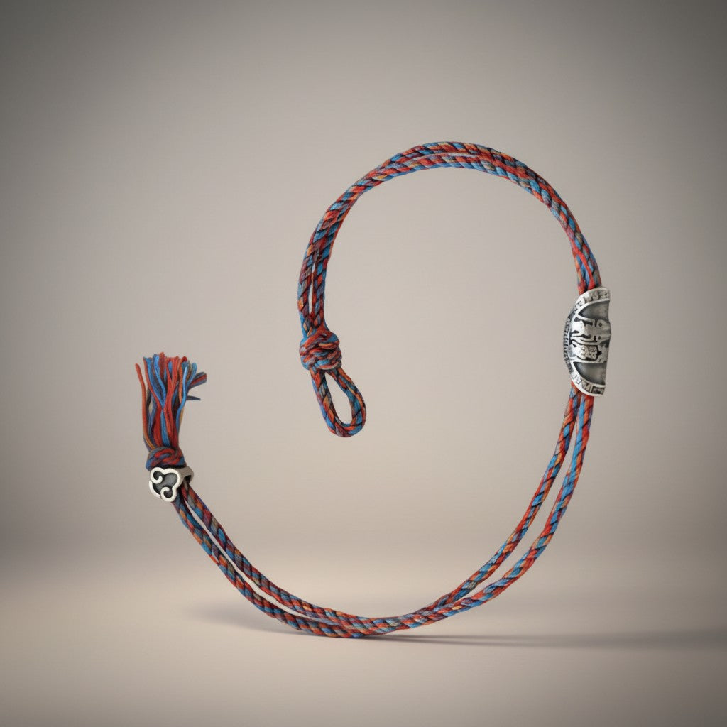 s925 Sterling Silver Tai Sui dumpling Charm Hand-braided Colorful Cords Tibetan Bracelet