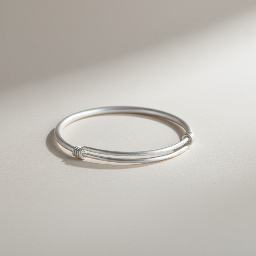 999 Fine Silver Peace and Joy Bangle Minimalist Engraved Bracelet