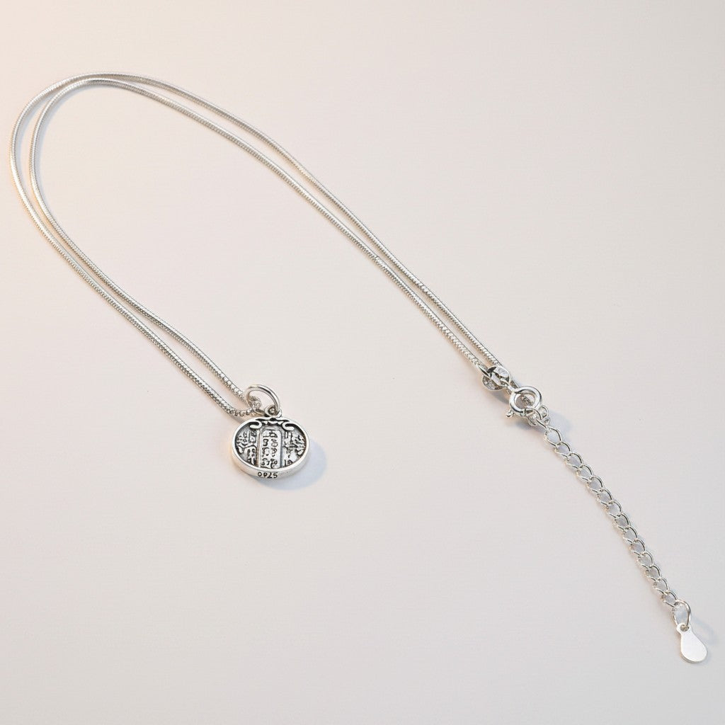 s925 Sterling Silver Feng Shui Five Directional Gods of Wealth Charm Cord Necklace