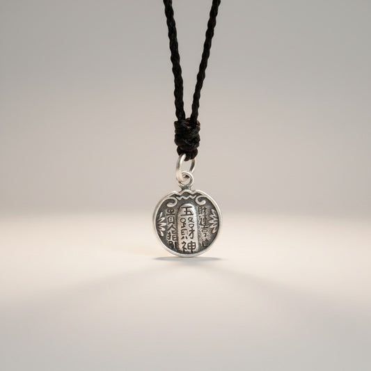 s925 Sterling Silver Feng Shui Five Directional Gods of Wealth Charm Cord Necklace