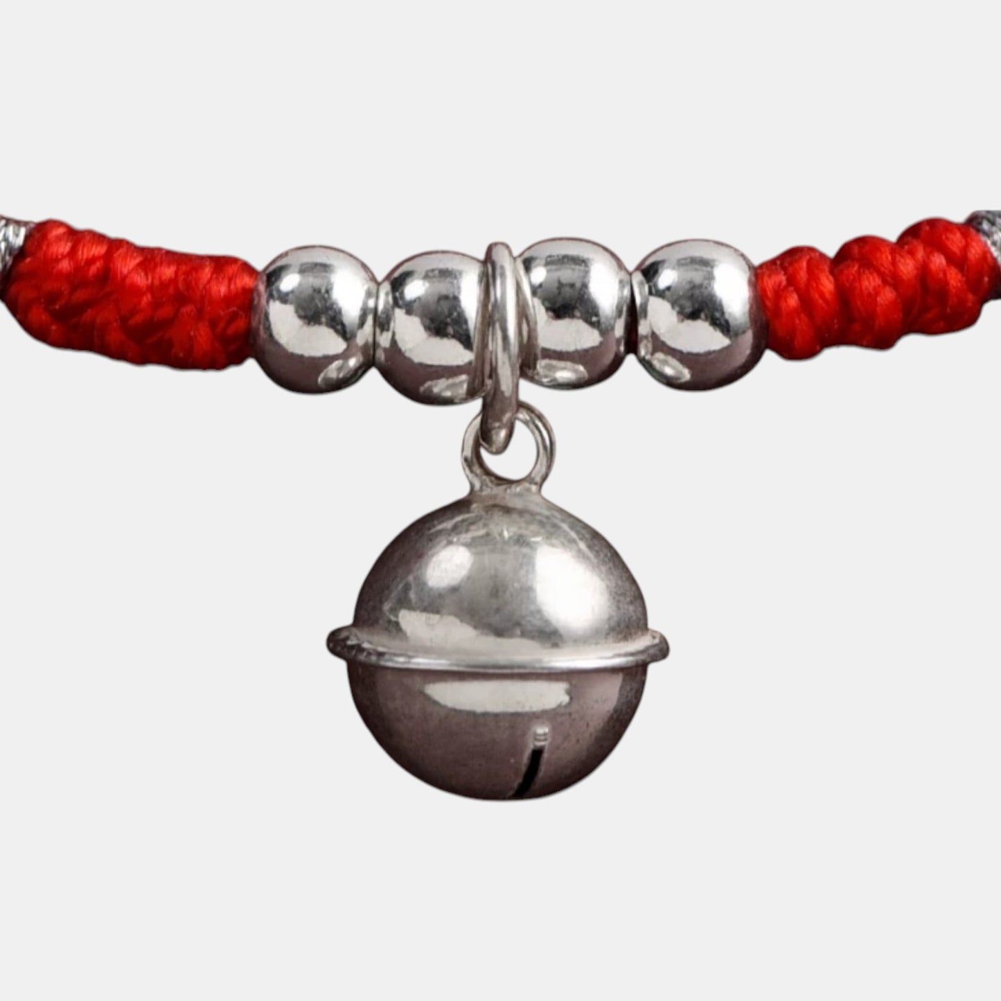 S925 Sterling Silver Bell Charm Minimal Woven Cord Anklet Bracelet Unisex