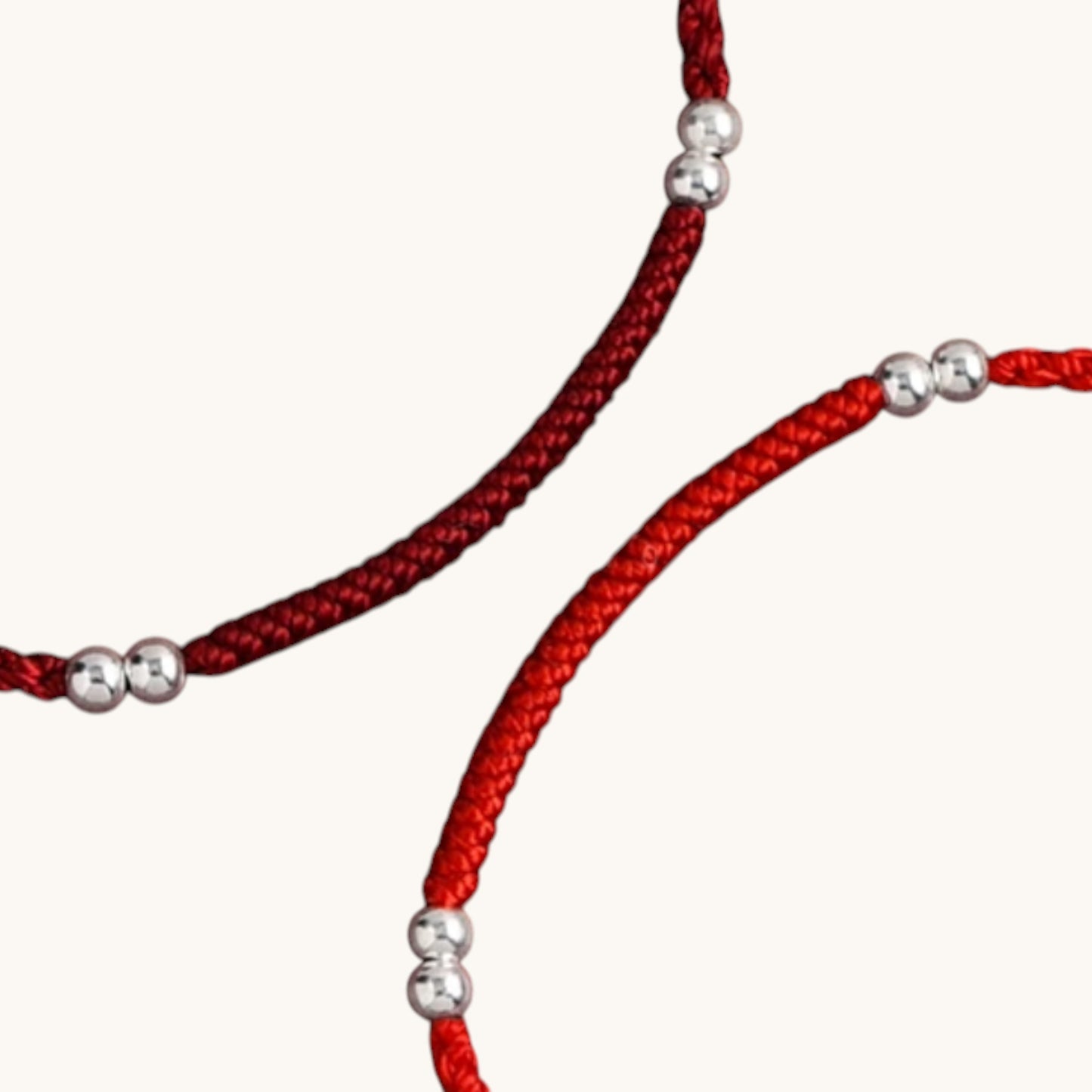S925 Sterling Silver Minimal Beads Woven Cord Anklet Bracelet Unisex