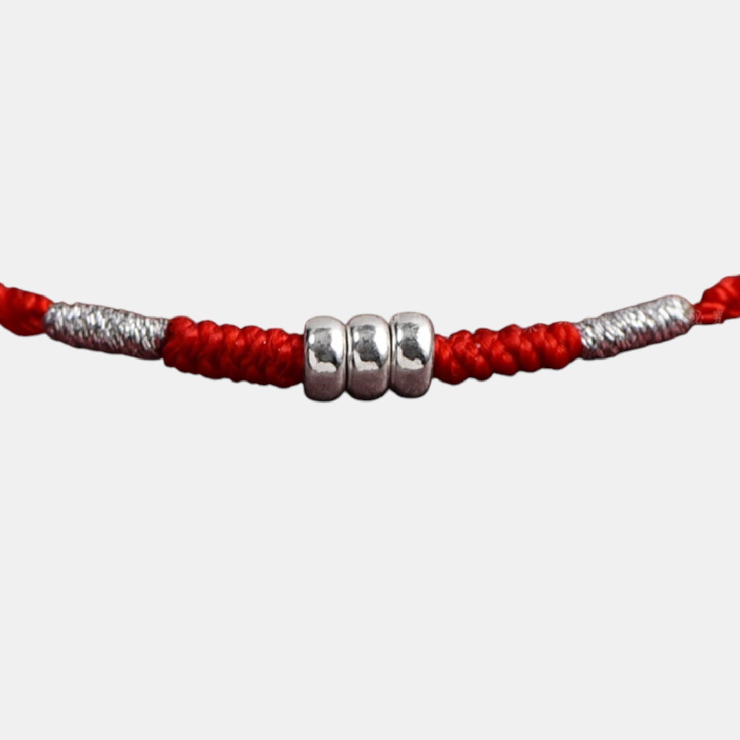 S925 Sterling Silver Thin Minimal Loop Beads Woven Cord Anklet Bracelet