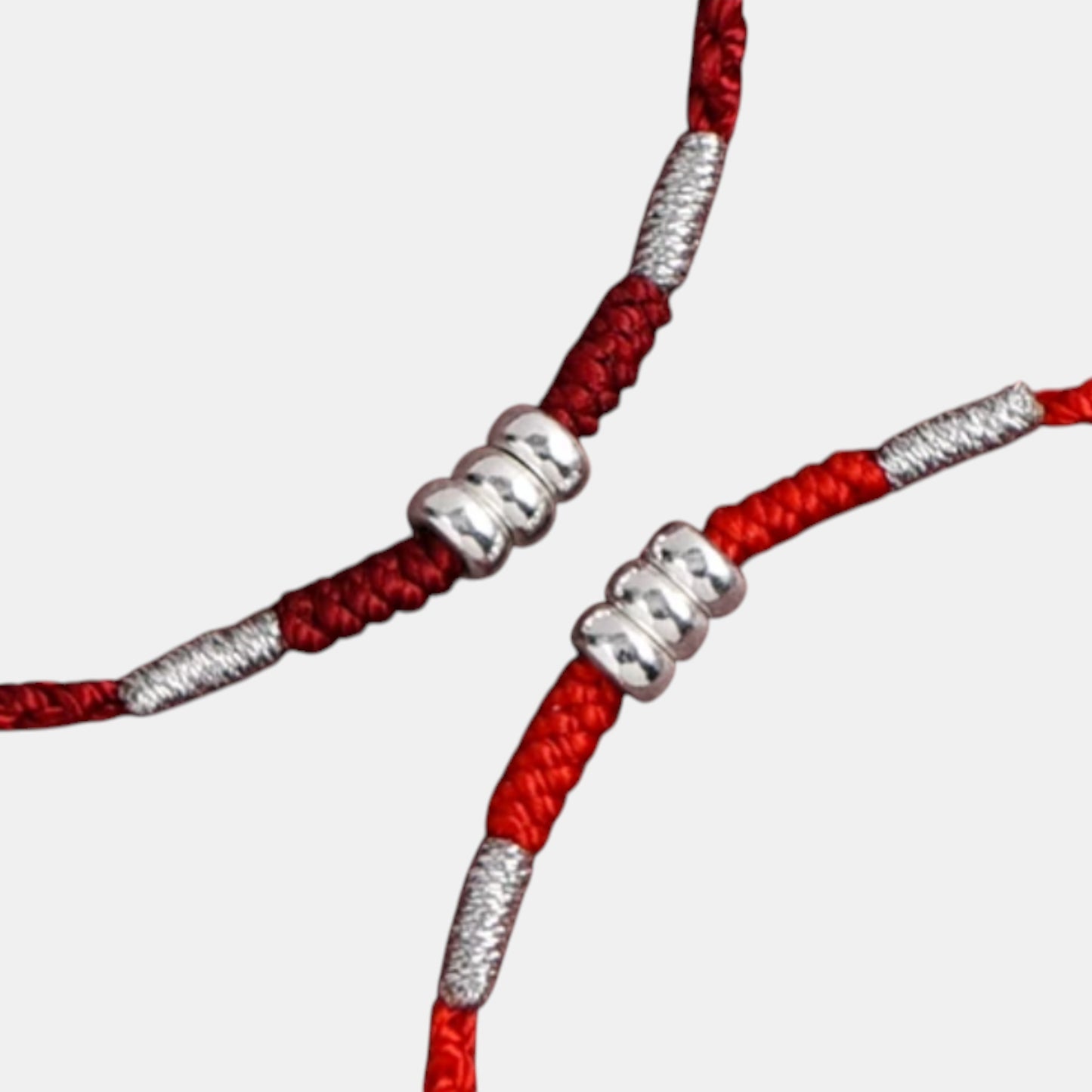 S925 Sterling Silver Thin Minimal Loop Beads Woven Cord Anklet Bracelet
