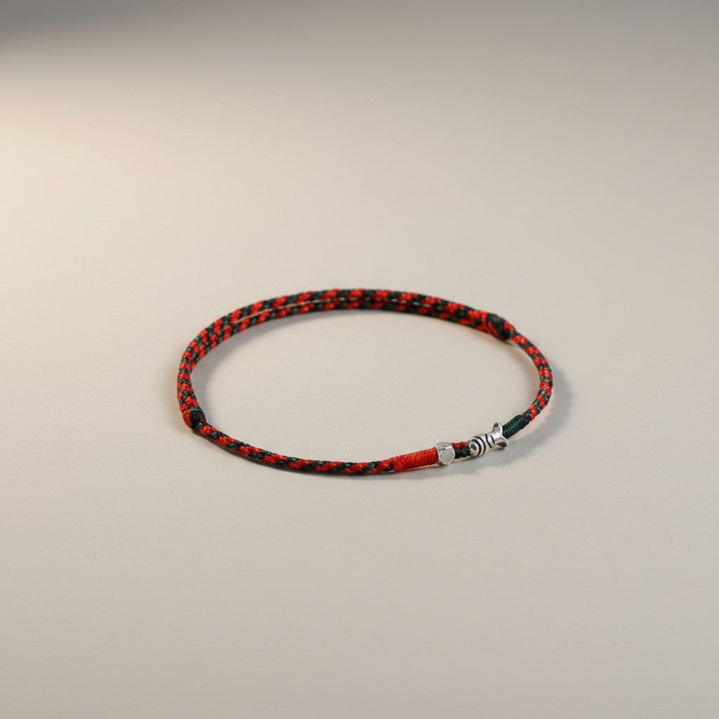 S925 Sterling Silver Koi Lucky Fish Charm Ultra-Fine Minimal Red Rope Anklet Bracelet