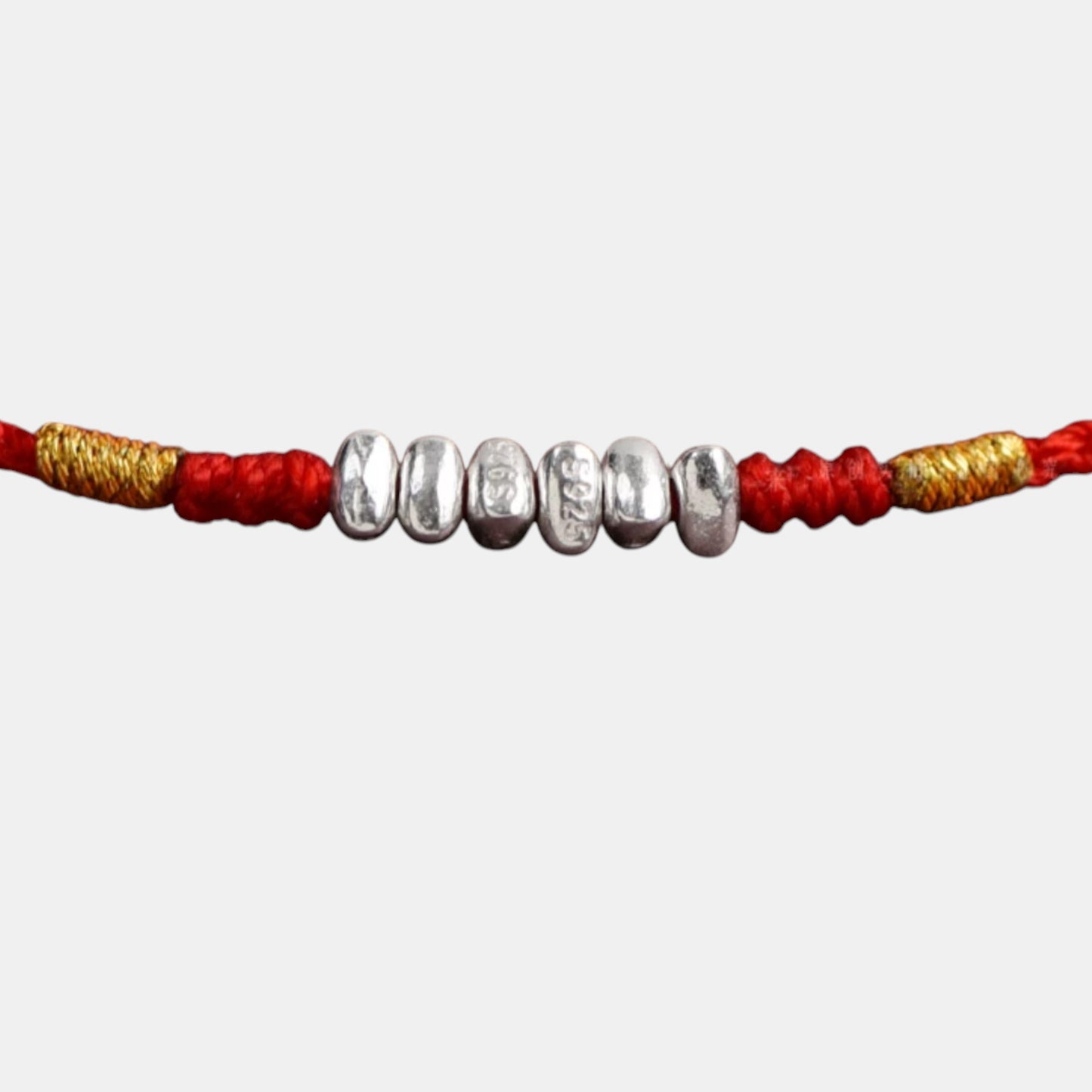 S925 Sterling Silver Minimal Beads Very Thin Woven Cord Anklet Bracelet