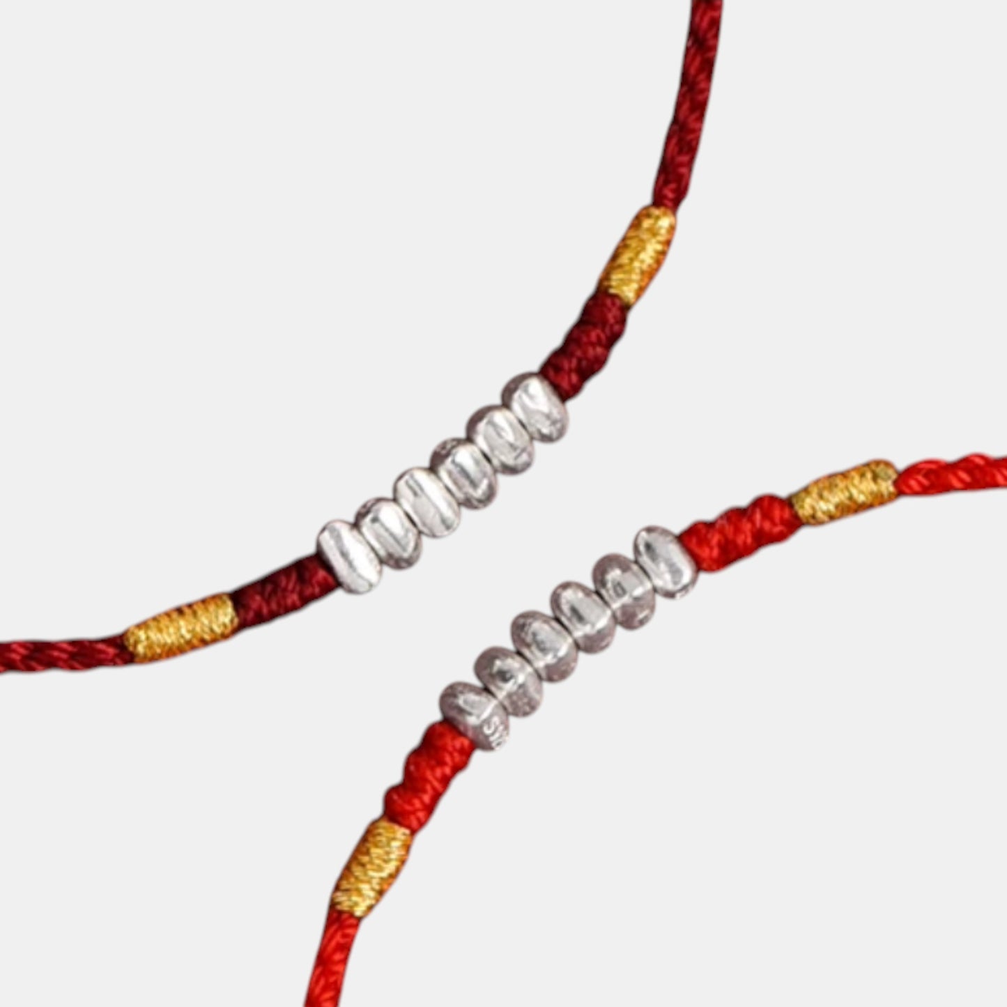 S925 Sterling Silver Minimal Beads Very Thin Woven Cord Anklet Bracelet