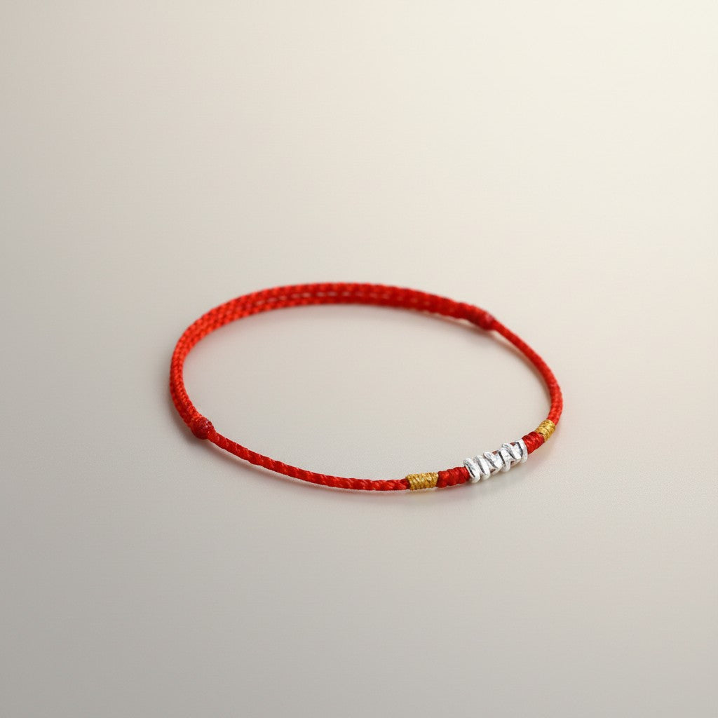 S925 Sterling Silver Minimal Beads Very Thin Woven Cord Anklet Bracelet