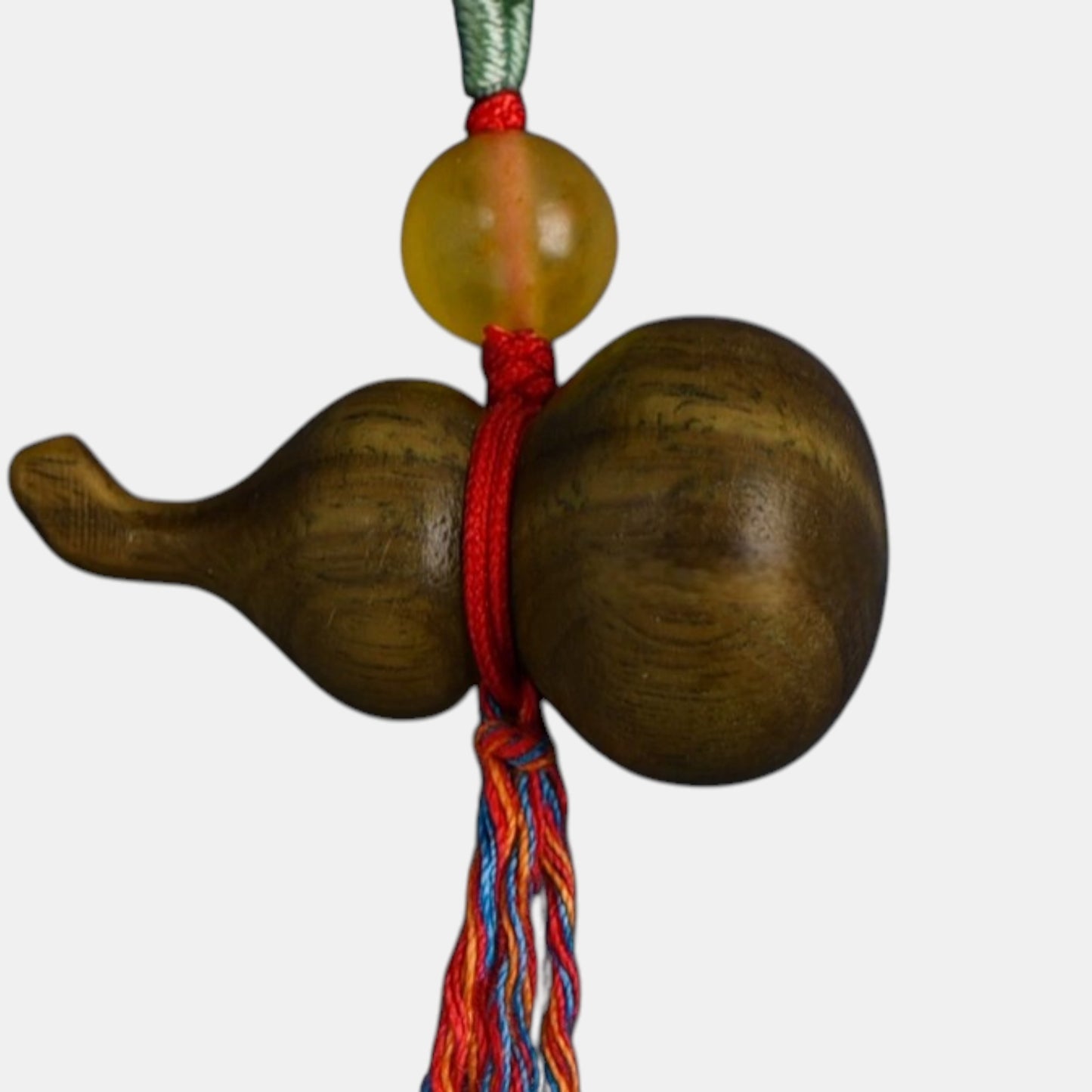 S925 Sterling Silver Charms Natural Green Sandalwood Gourd Pendant Yellow Agate Bead Cord Necklace