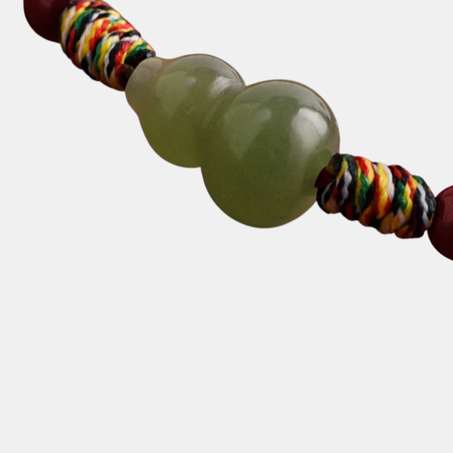 S925 Sterling Silver Natural Hetian Jade Lucky Gourd Beads Cinnabar Woven Cord Anklet Bracelet
