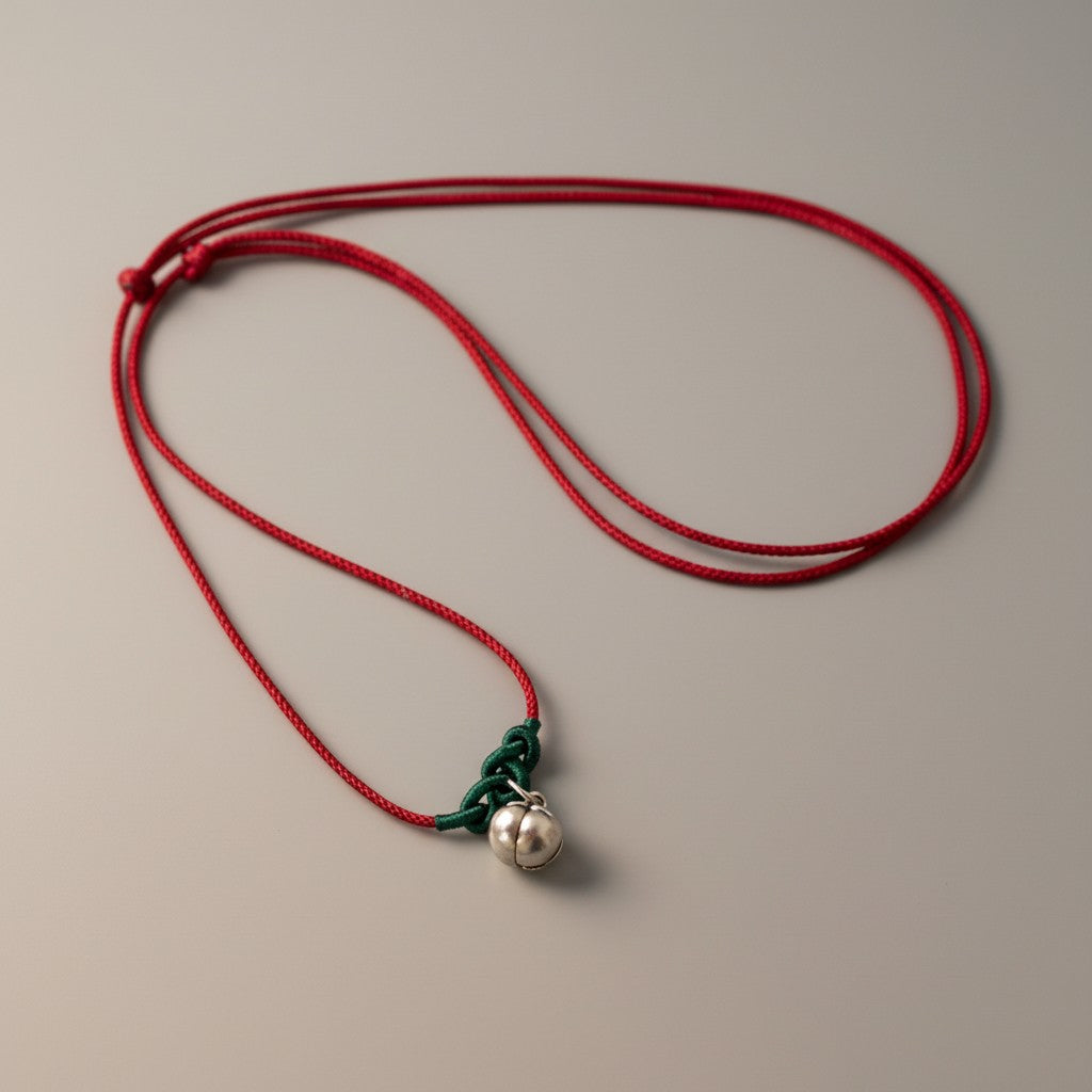 999 Fine Silver Persimmon Charm May Good Things Happen Braided Cord Adjustable Necklace