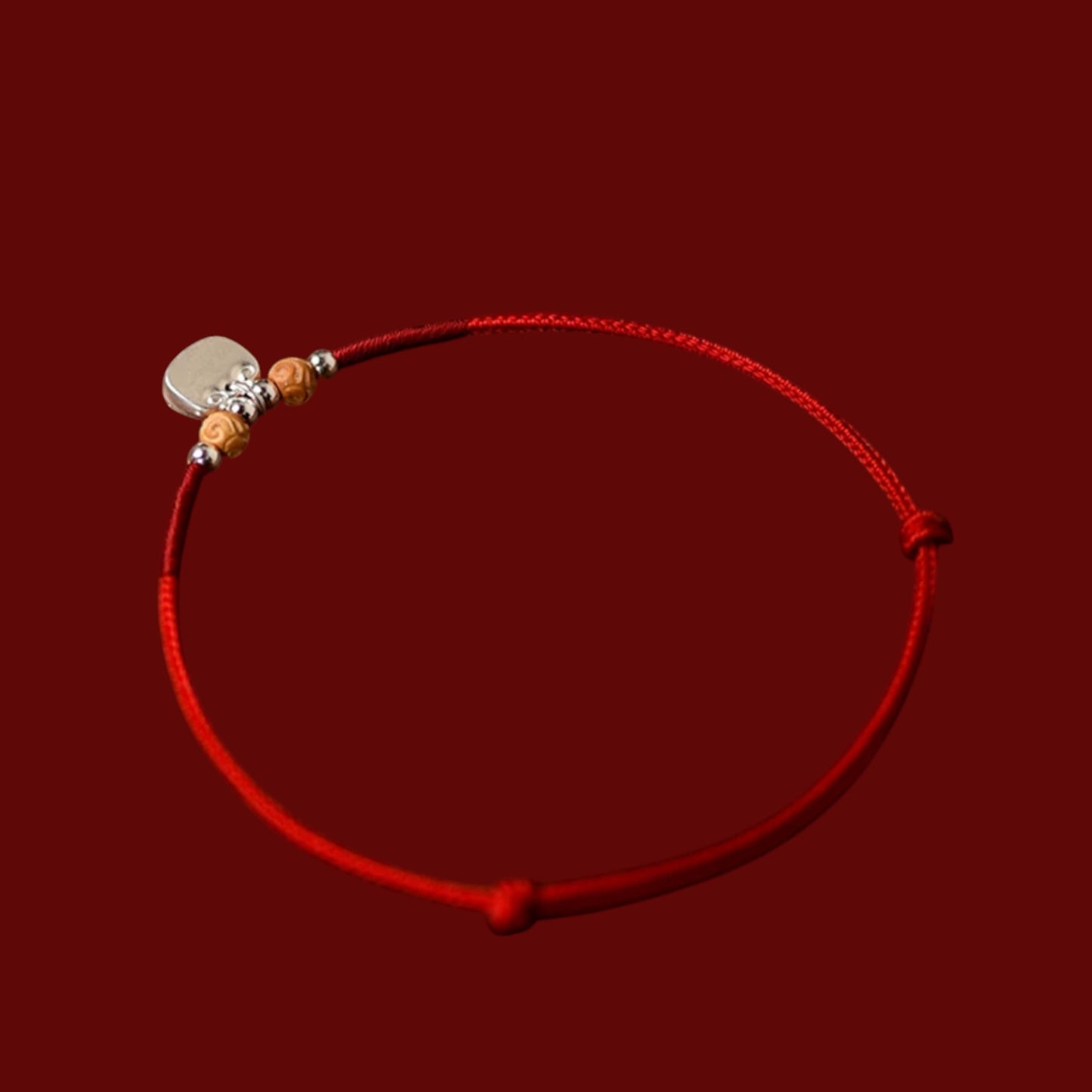 s999 s925 Solid Sterling Silver Minimal Ruyi Lock Charm Owner & Pet Matching Thread Cord Collar Necklace