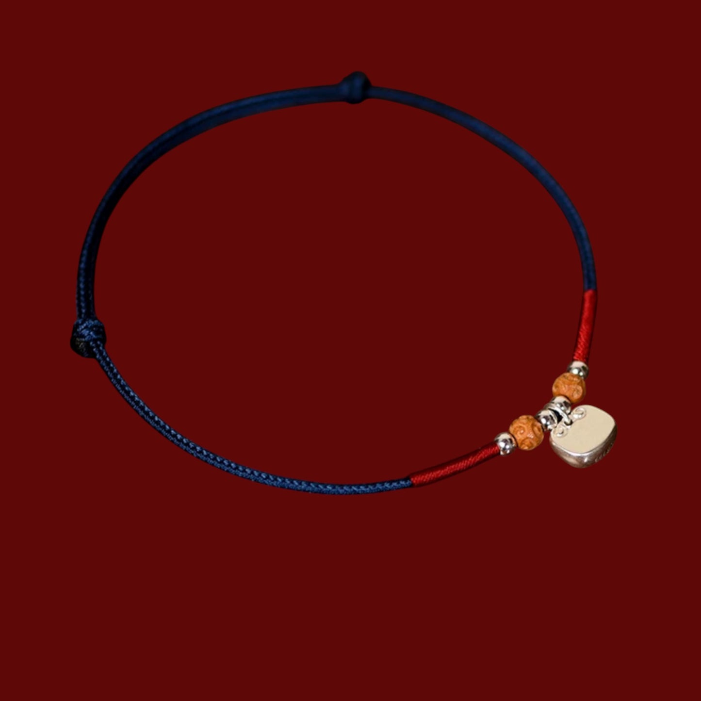 s999 s925 Solid Sterling Silver Minimal Ruyi Lock Charm Owner & Pet Matching Thread Cord Collar Necklace