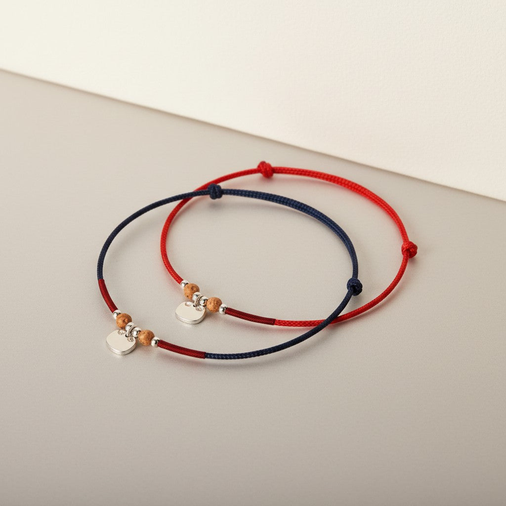 s999 s925 Solid Sterling Silver Minimal Ruyi Lock Charm Owner & Pet Matching Thread Cord Collar Necklace