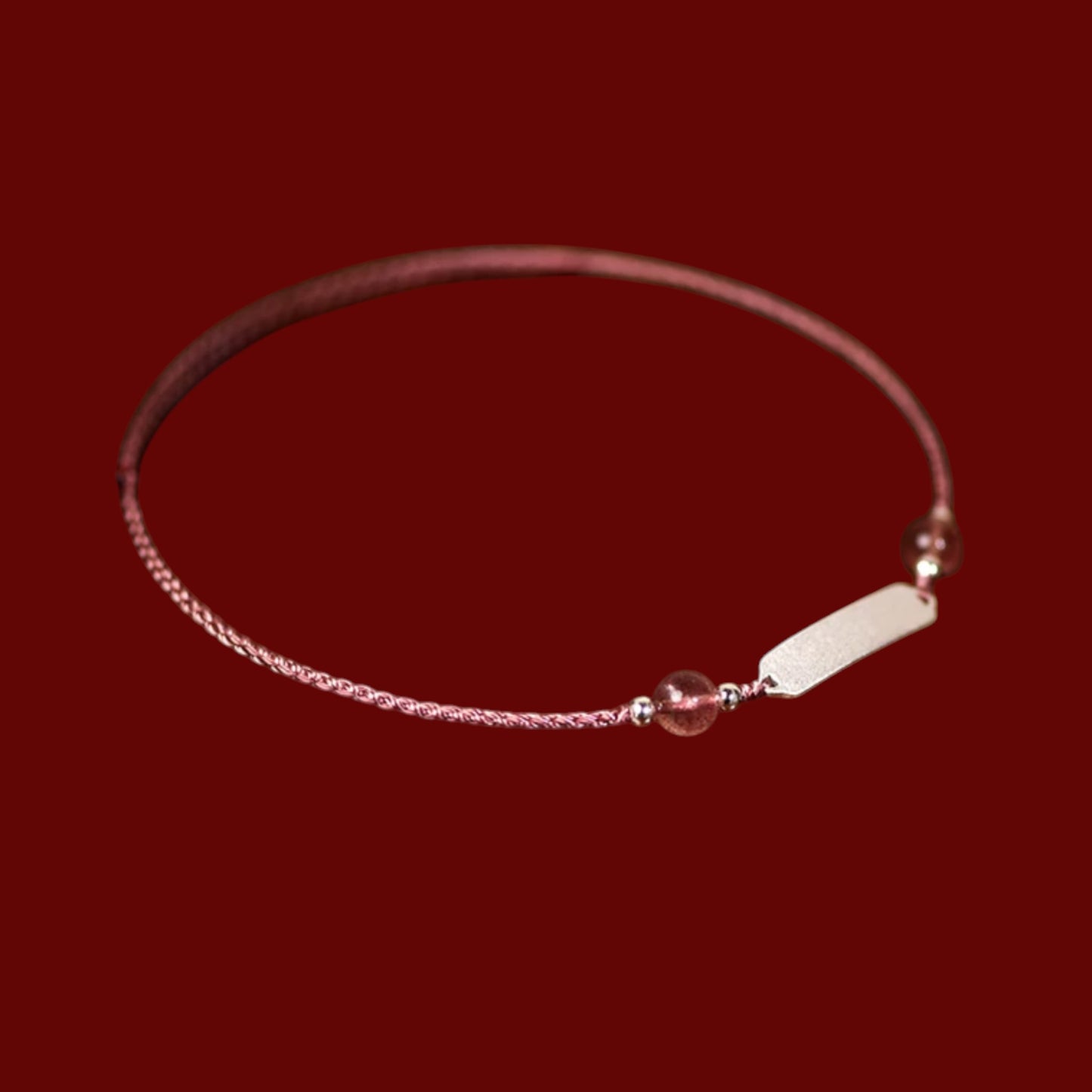 s925 Sterling Silver Engraving ID Tag Charm Natural Strawberry Quartz Aquamarine Pet Adjustable Collar Cat Dog