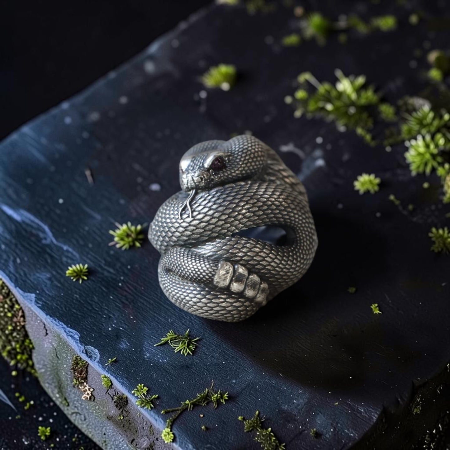 s925 Sterling Silver Detailed Rattlesnake Snake Pendant